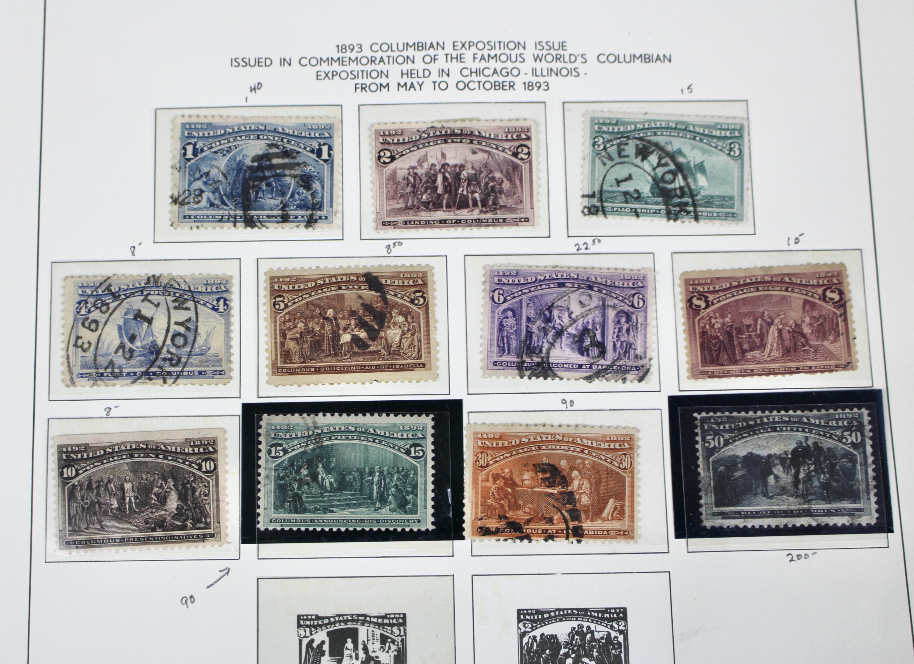 Used Columbian and Trans-Mississippi U.S. Postage Stamps, 1890s
