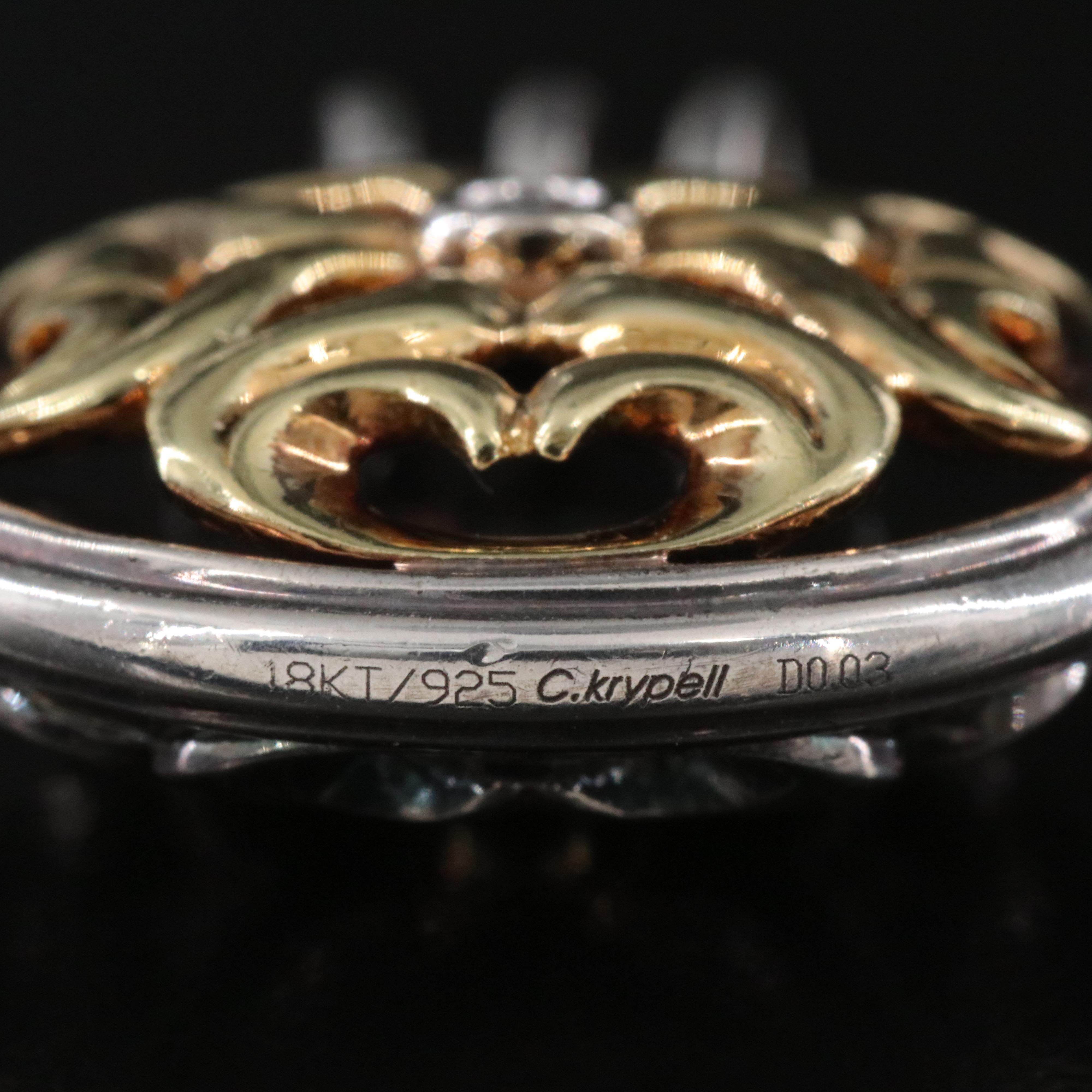 Charles Krypell Sterling and 18K Reversible 0.03 CT Diamond Pendant