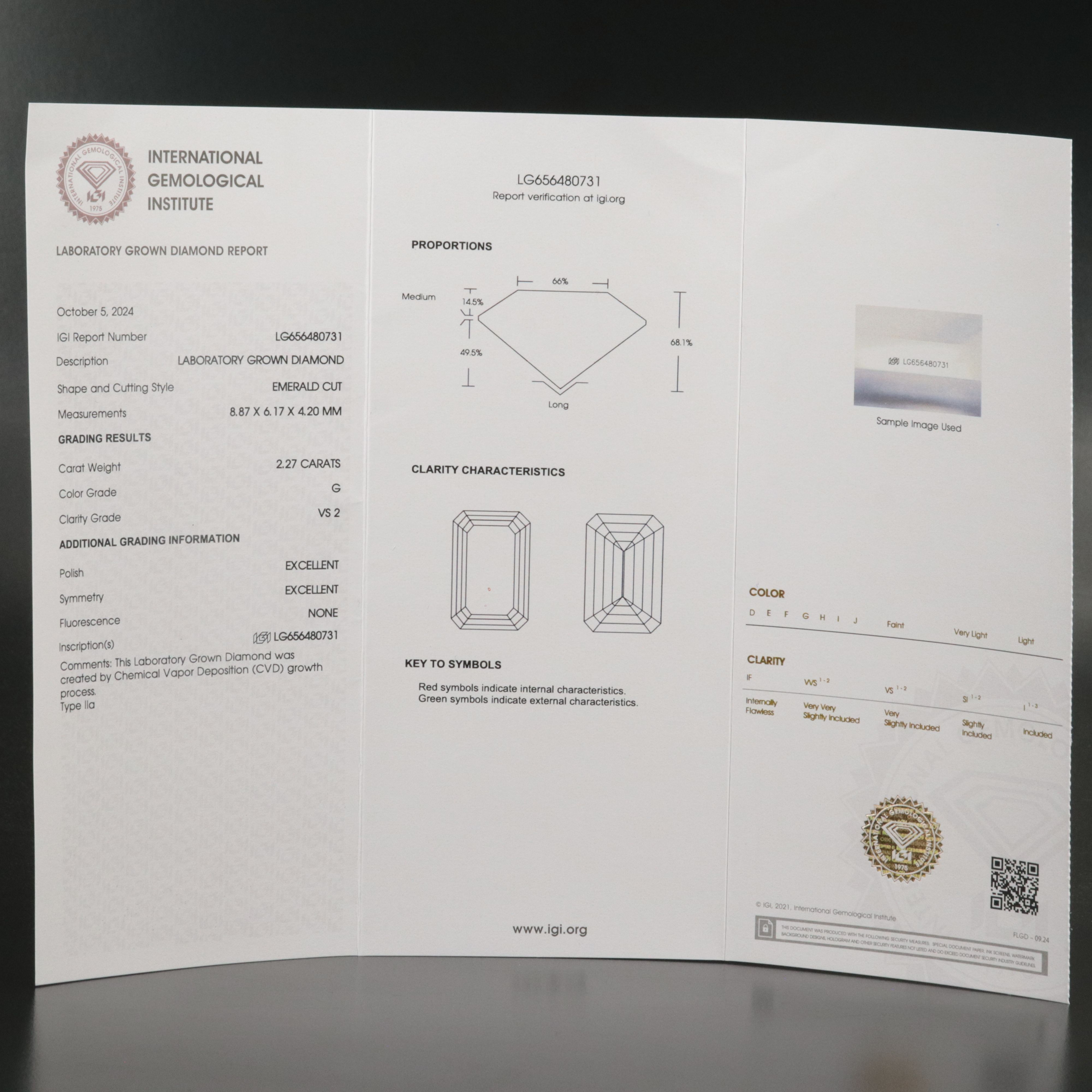 Loose 2.27 CT Lab Grown Diamond with IGI Report