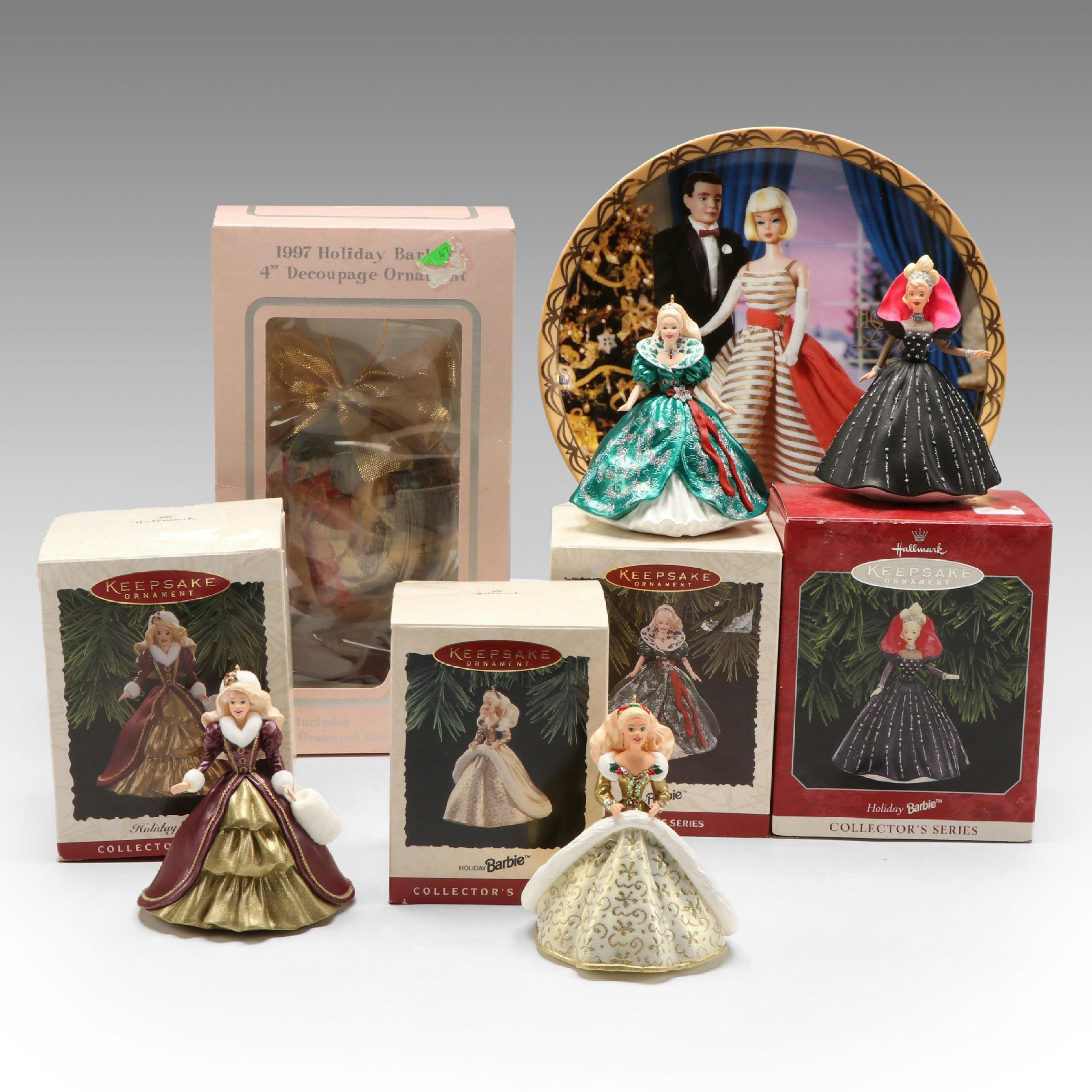 Hallmark "Holiday Barbie" Ornaments with "Holiday Dance 1965" Collector Plate