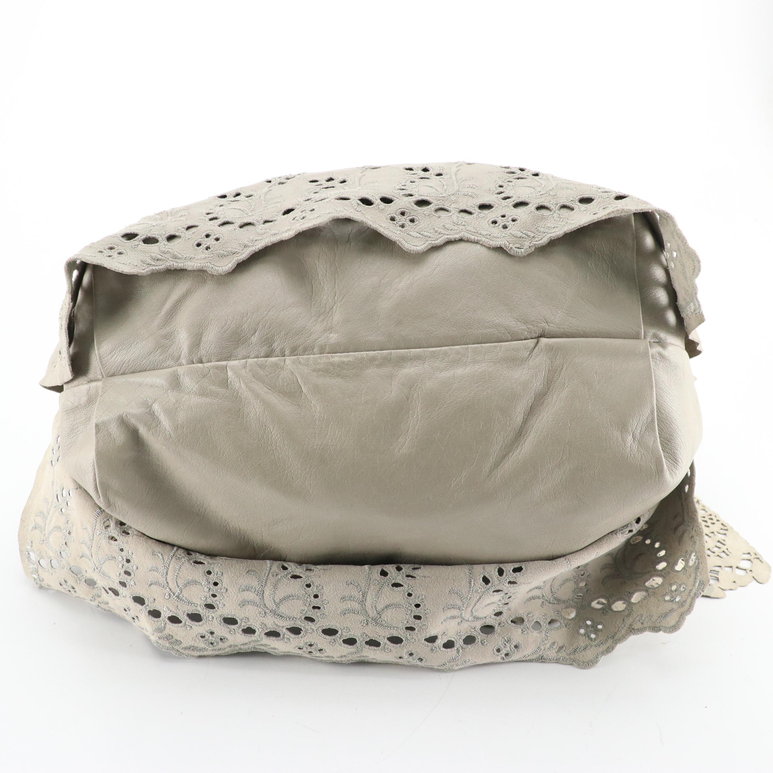 Valentino Garavani Laceland Hobo Bag in Ruffle Tiered Laser-Cut Leather