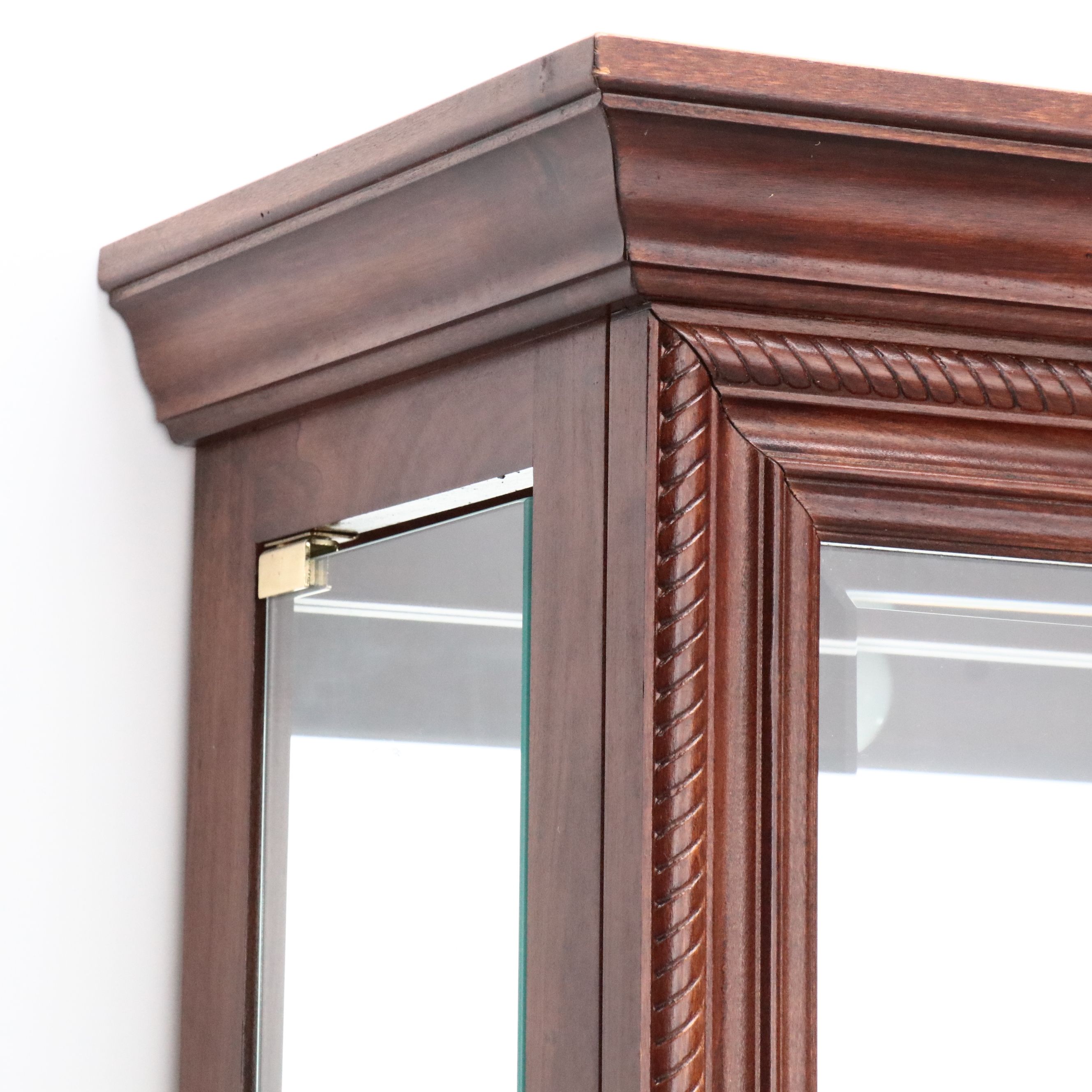 Pulaski Furniture Louis Philippe Style Mahogany Finish Glass Front  Cabinet