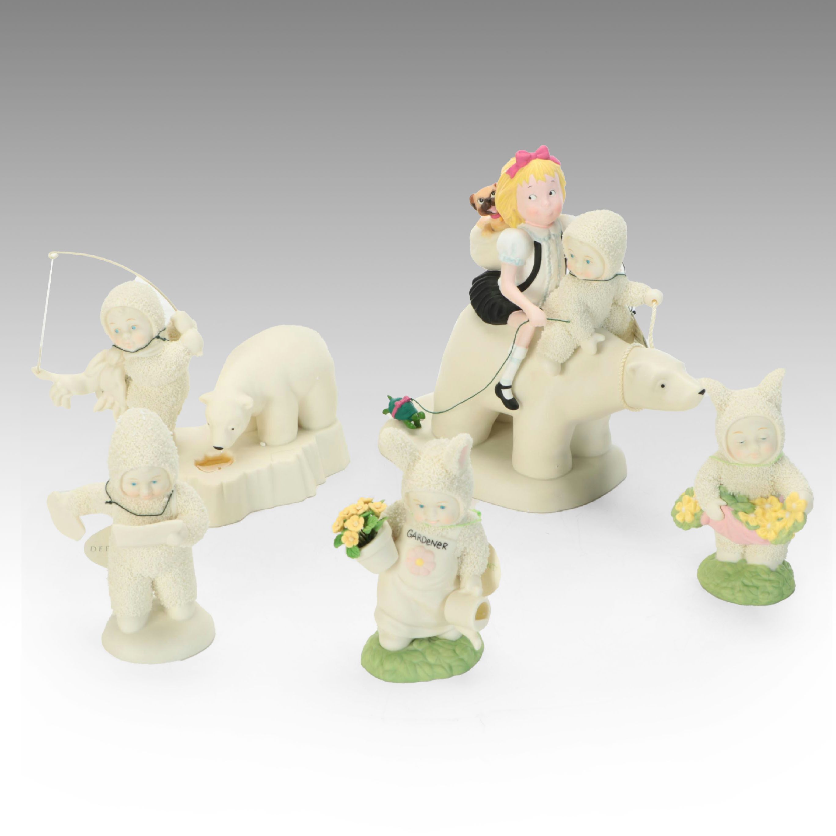 Department 56 "Snowbunnies" Bisque Porcelain Figurines