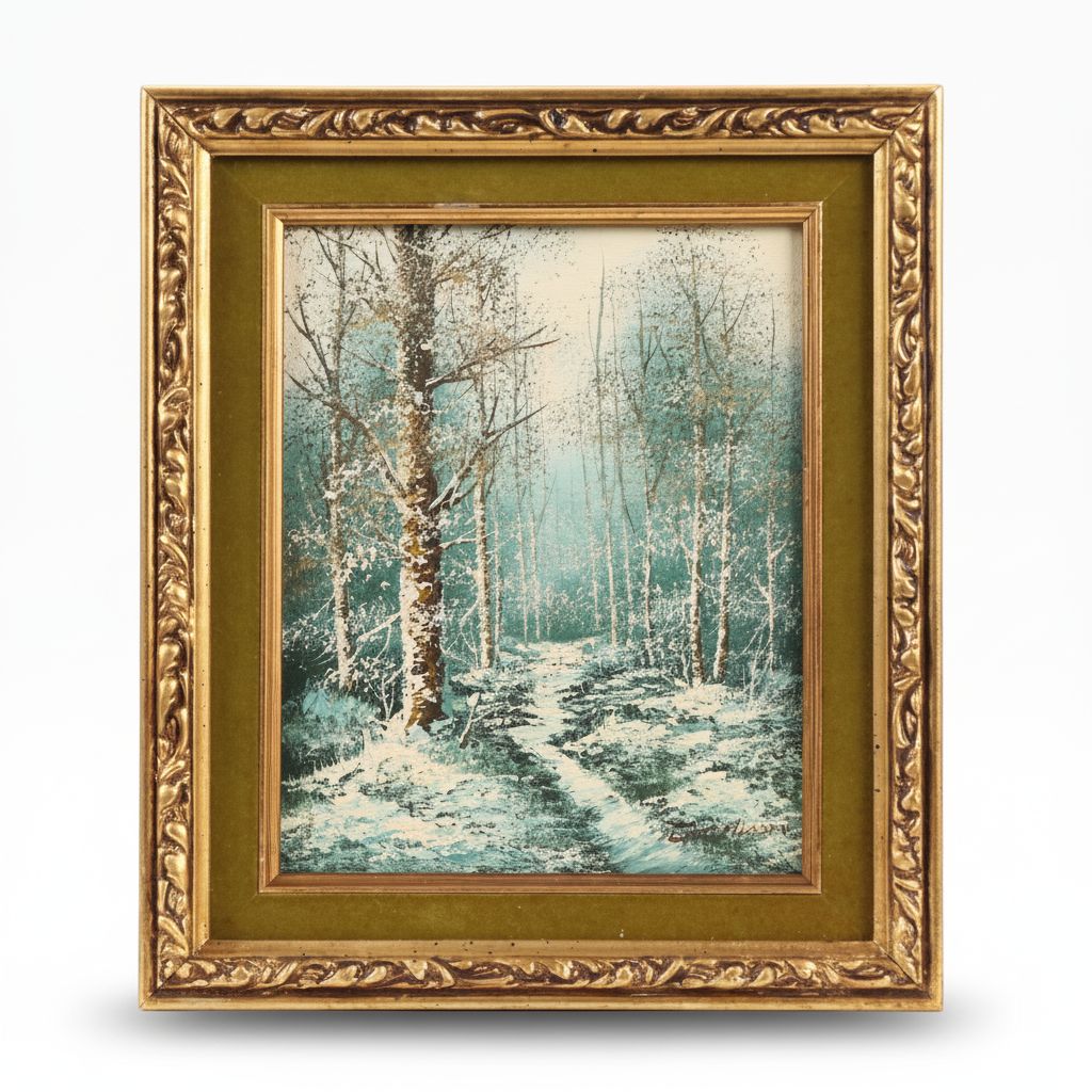 Carl Madden Oil Painting of Snowy Woodland Landscape, 20th Century