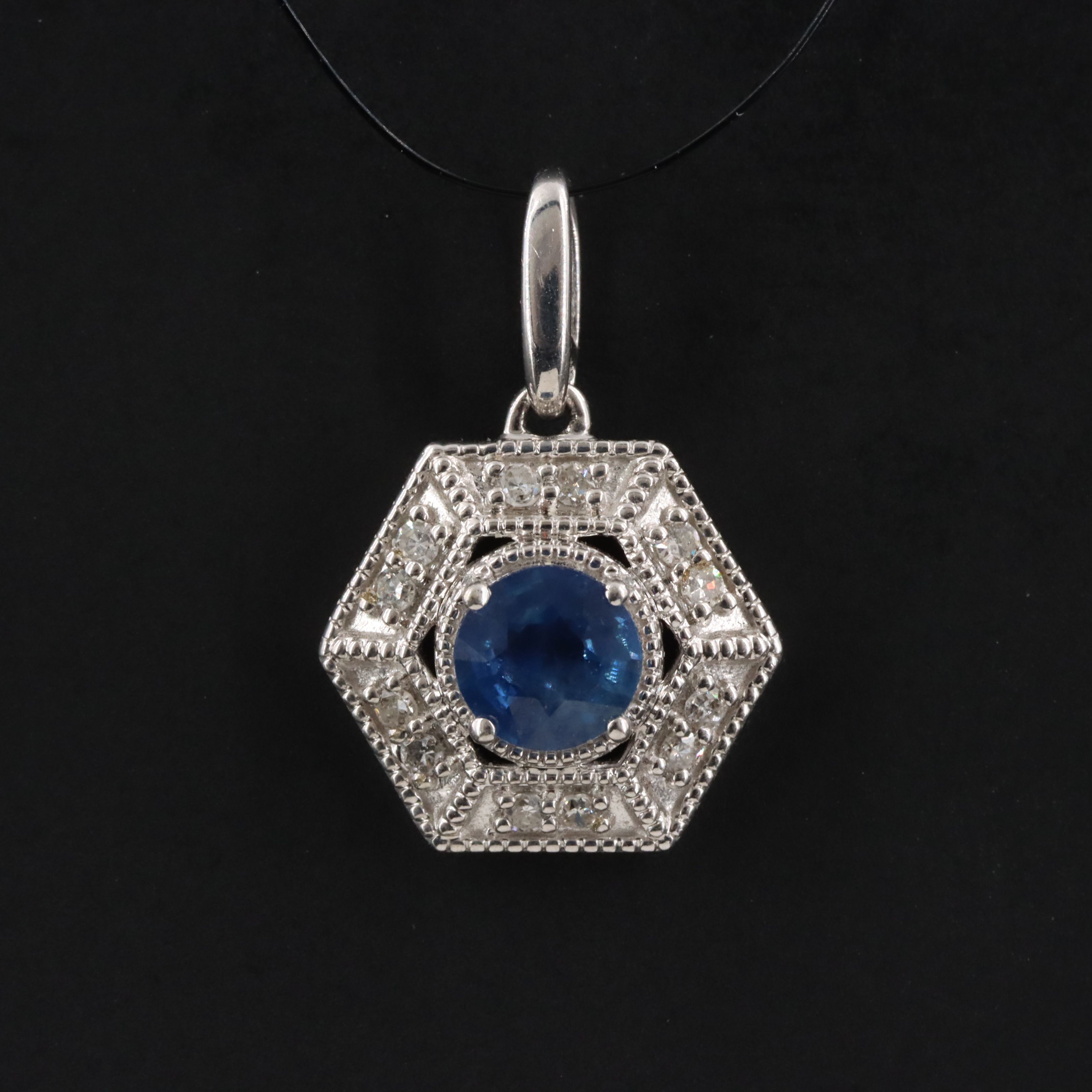 14K Sapphire and Diamond Pendant