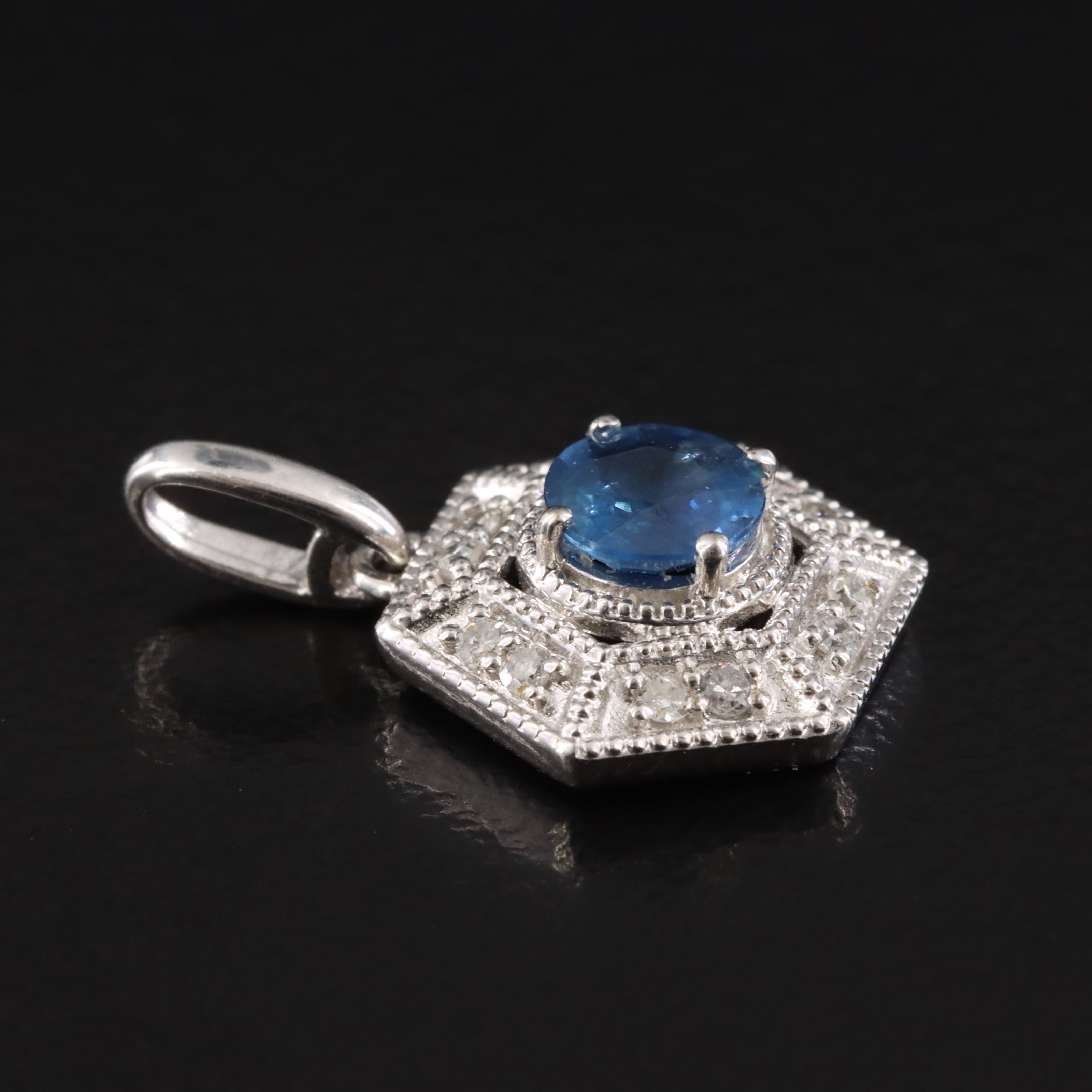 14K Sapphire and Diamond Pendant
