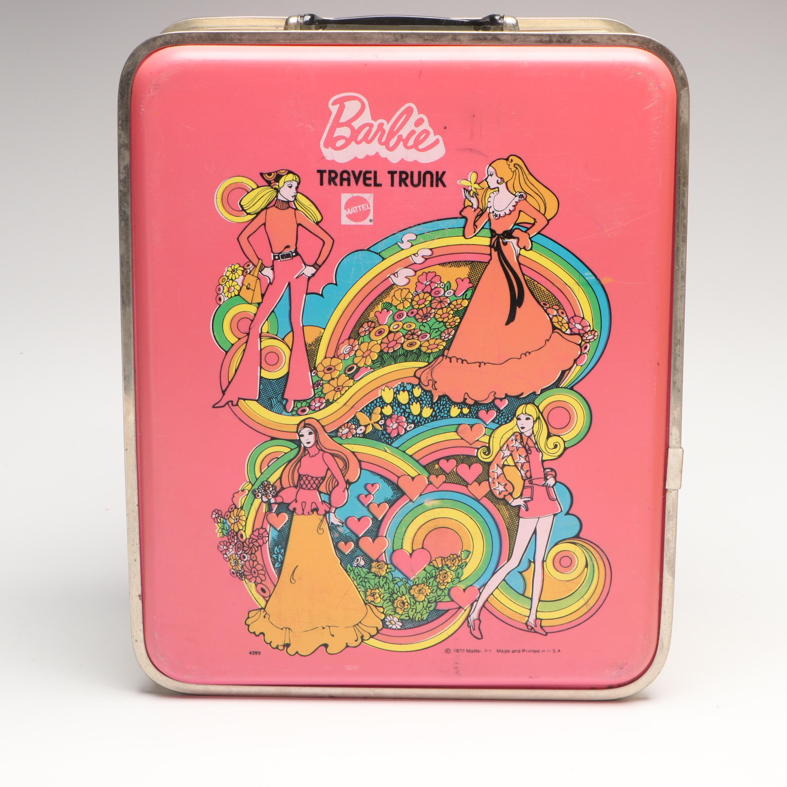 Mattel Barbie Travel Trunks with Dolls and Accessories, Mid to Late 20th Century