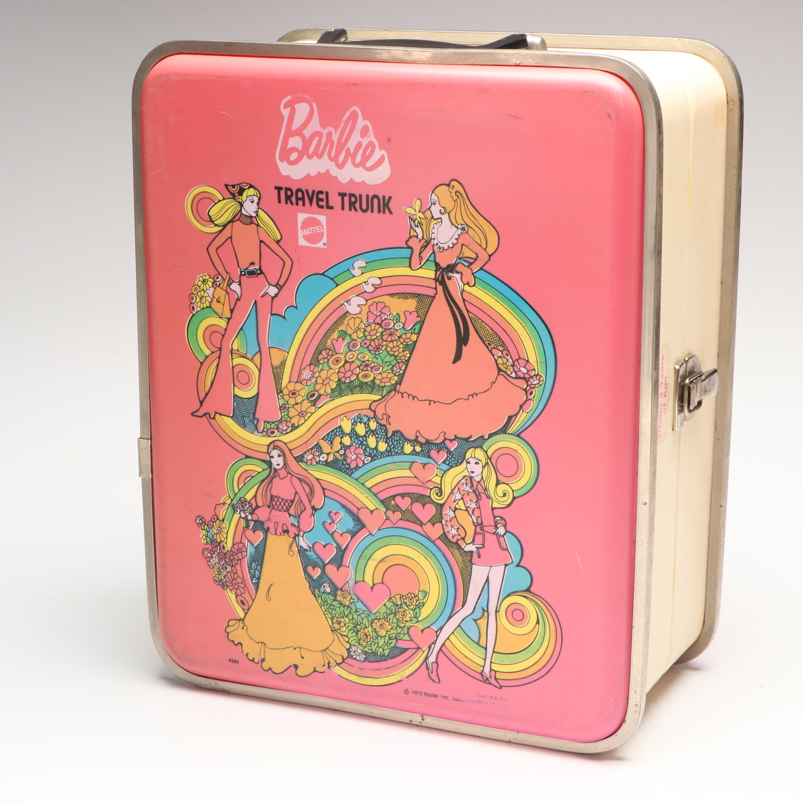 Mattel Barbie Travel Trunks with Dolls and Accessories, Mid to Late 20th Century