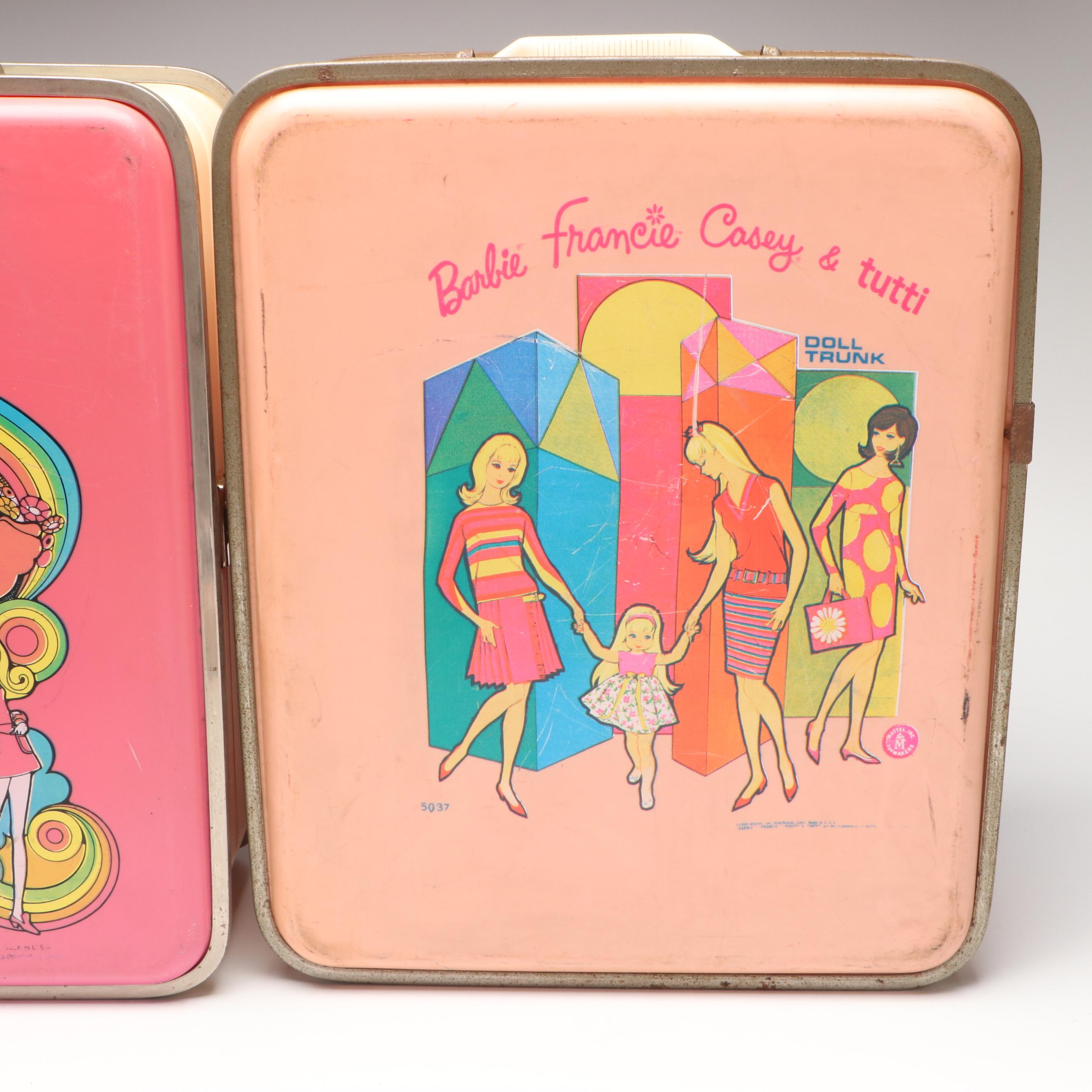 Mattel Barbie Travel Trunks with Dolls and Accessories, Mid to Late 20th Century