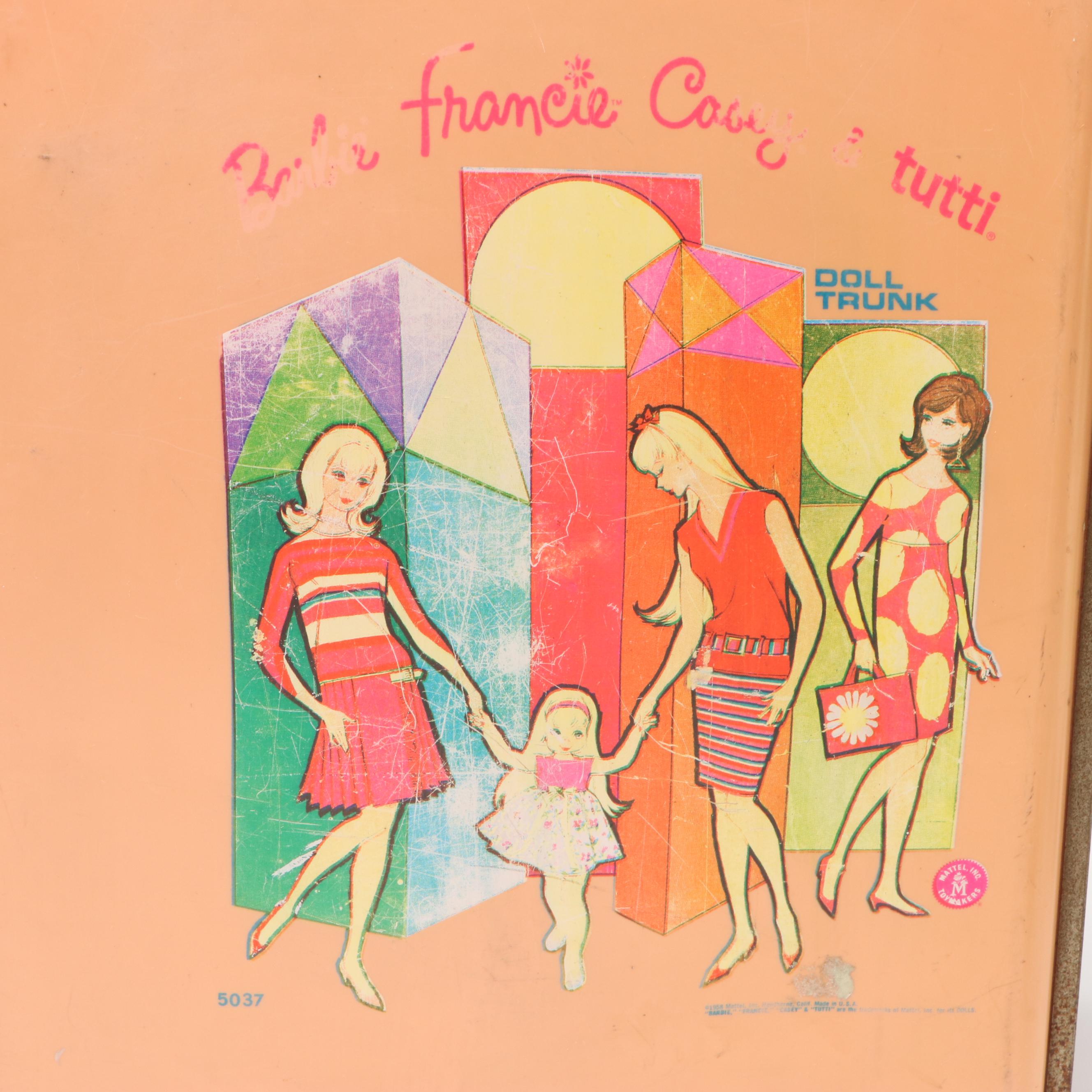 Mattel Barbie Travel Trunks with Dolls and Accessories, Mid to Late 20th Century