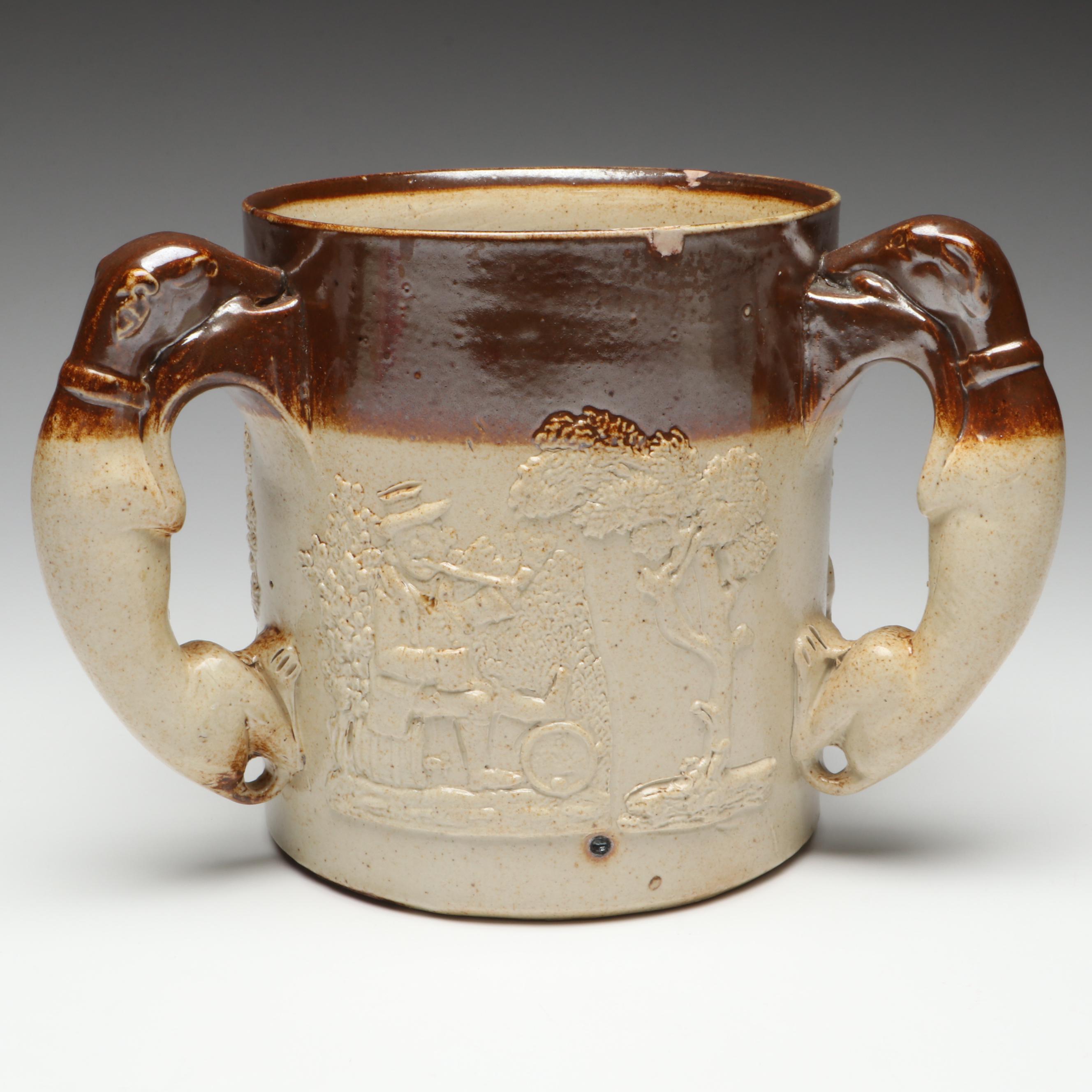 Three Handle Stoneware Loving Cup