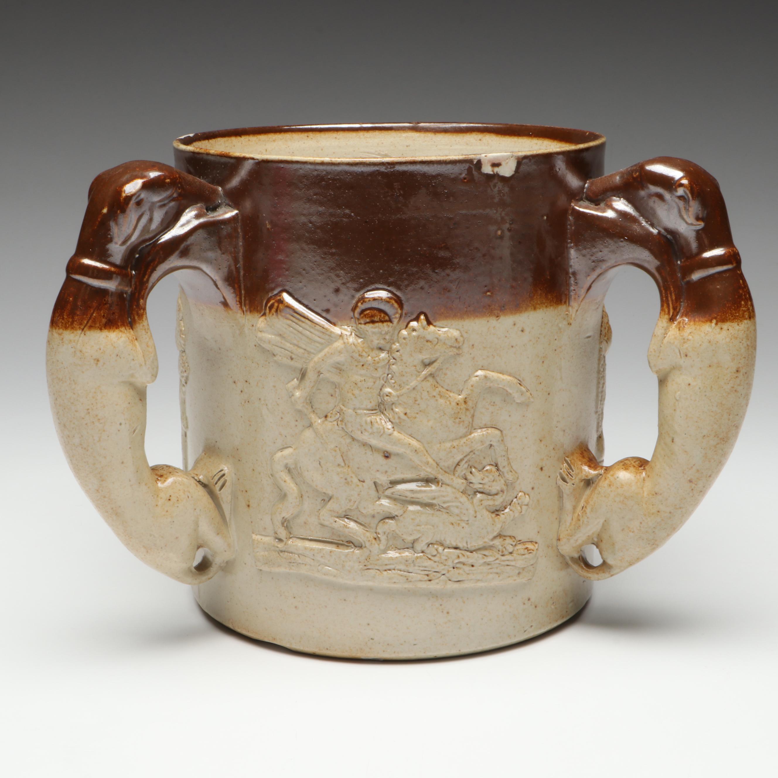Three Handle Stoneware Loving Cup