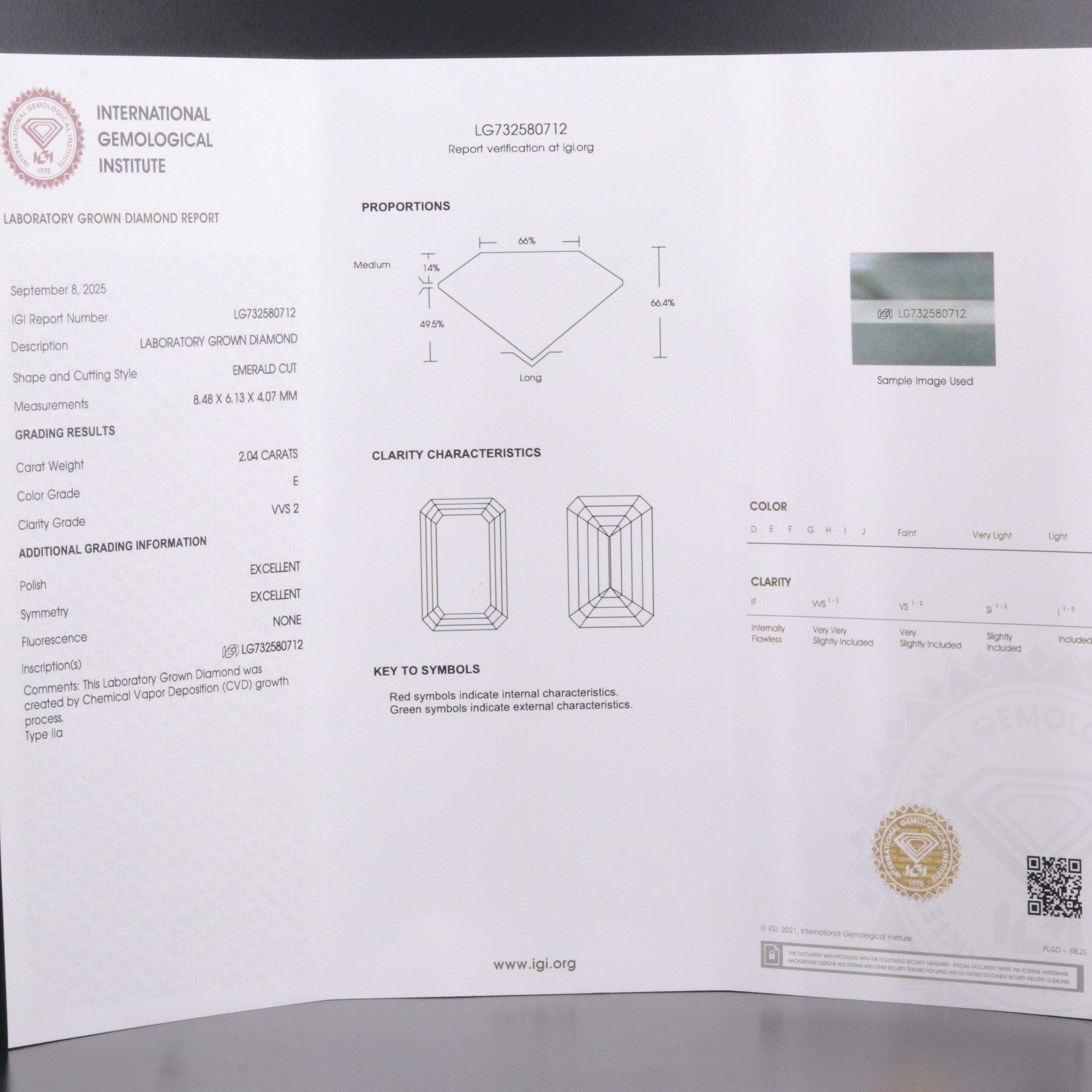 18K 2.22 CTW Lab Grown Diamond Ring with IGI Report