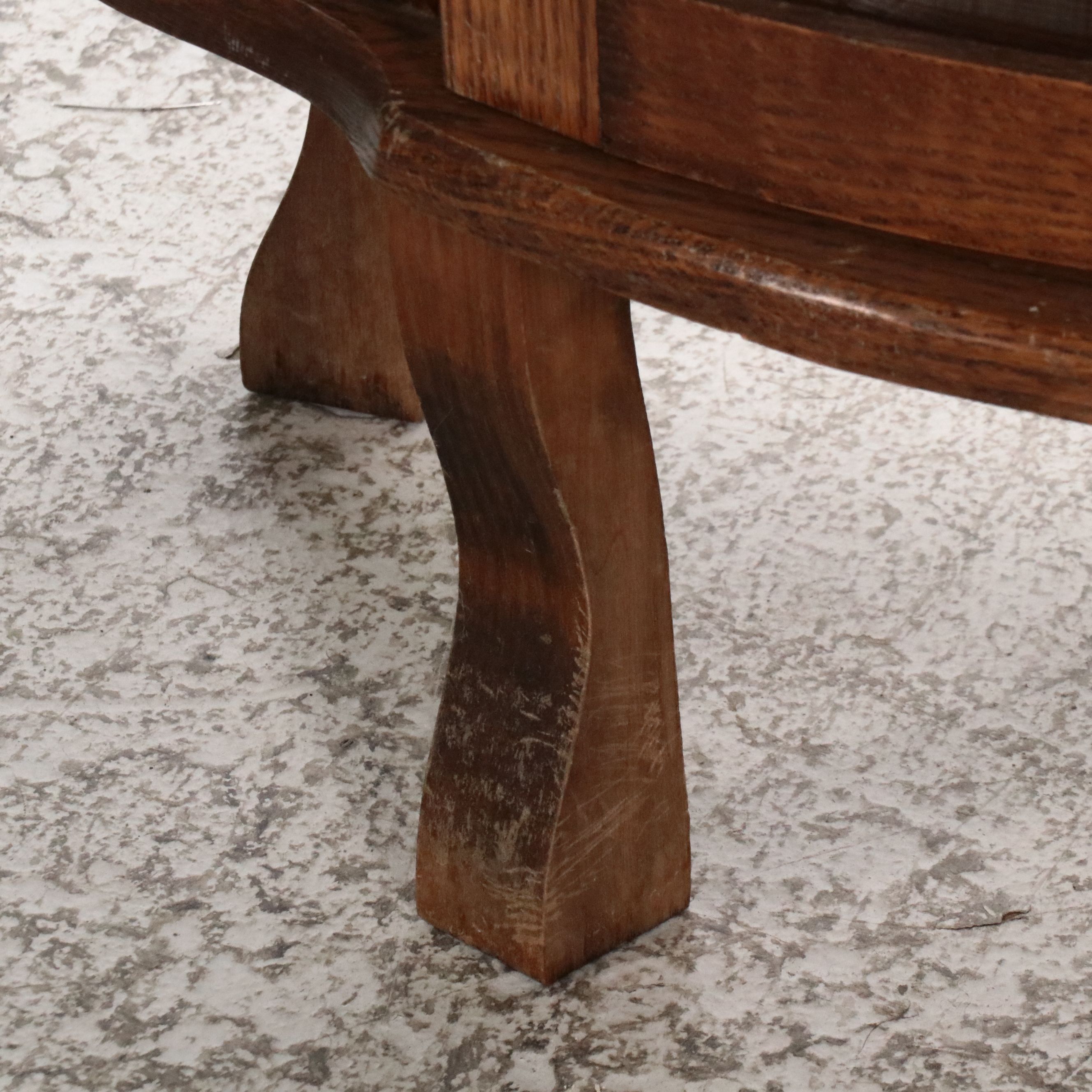 Late Victorian Oak Bowfront China Cabinet, Early 20th Century