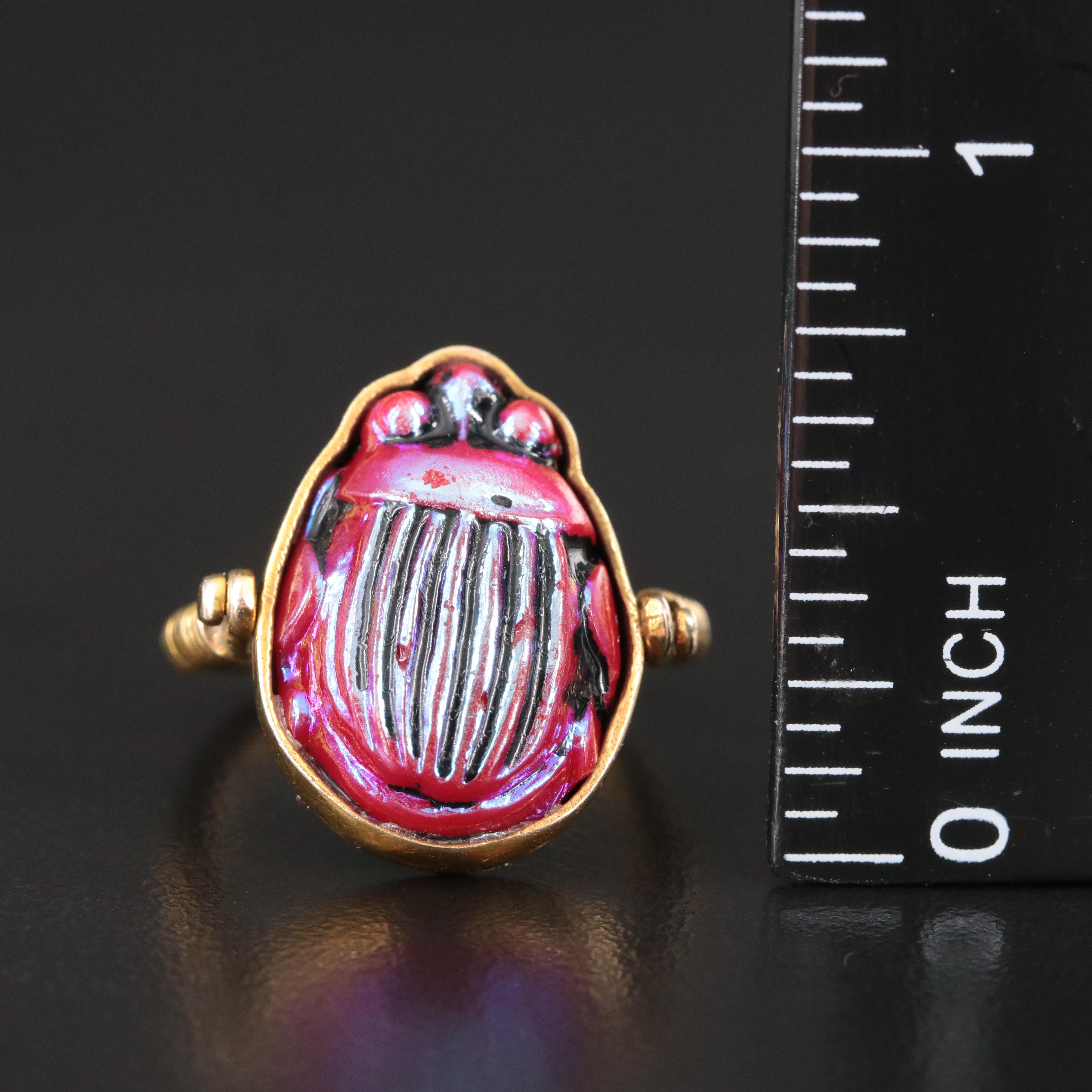 Egyptian Revival 10K Scarab Flip Ring