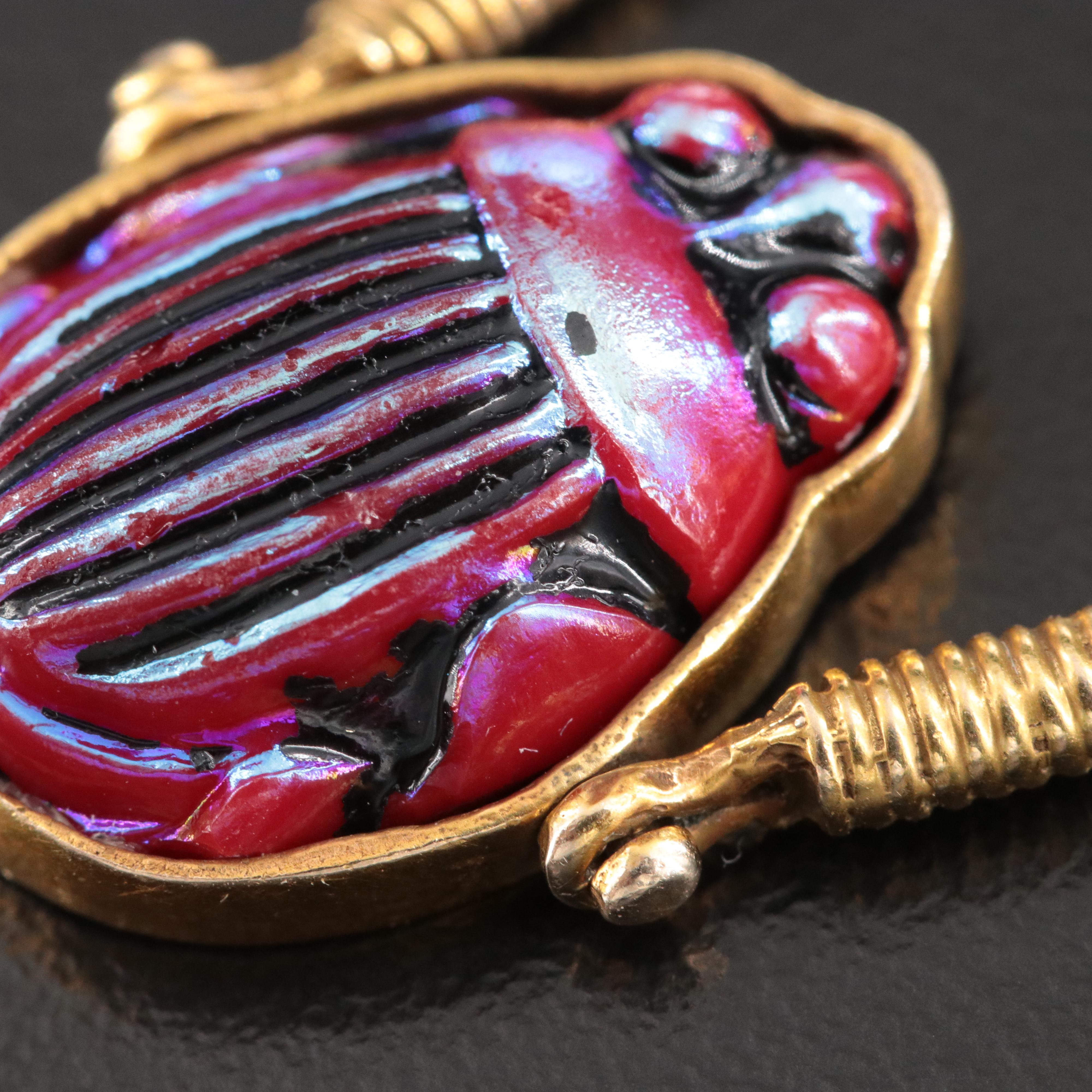 Egyptian Revival 10K Scarab Flip Ring