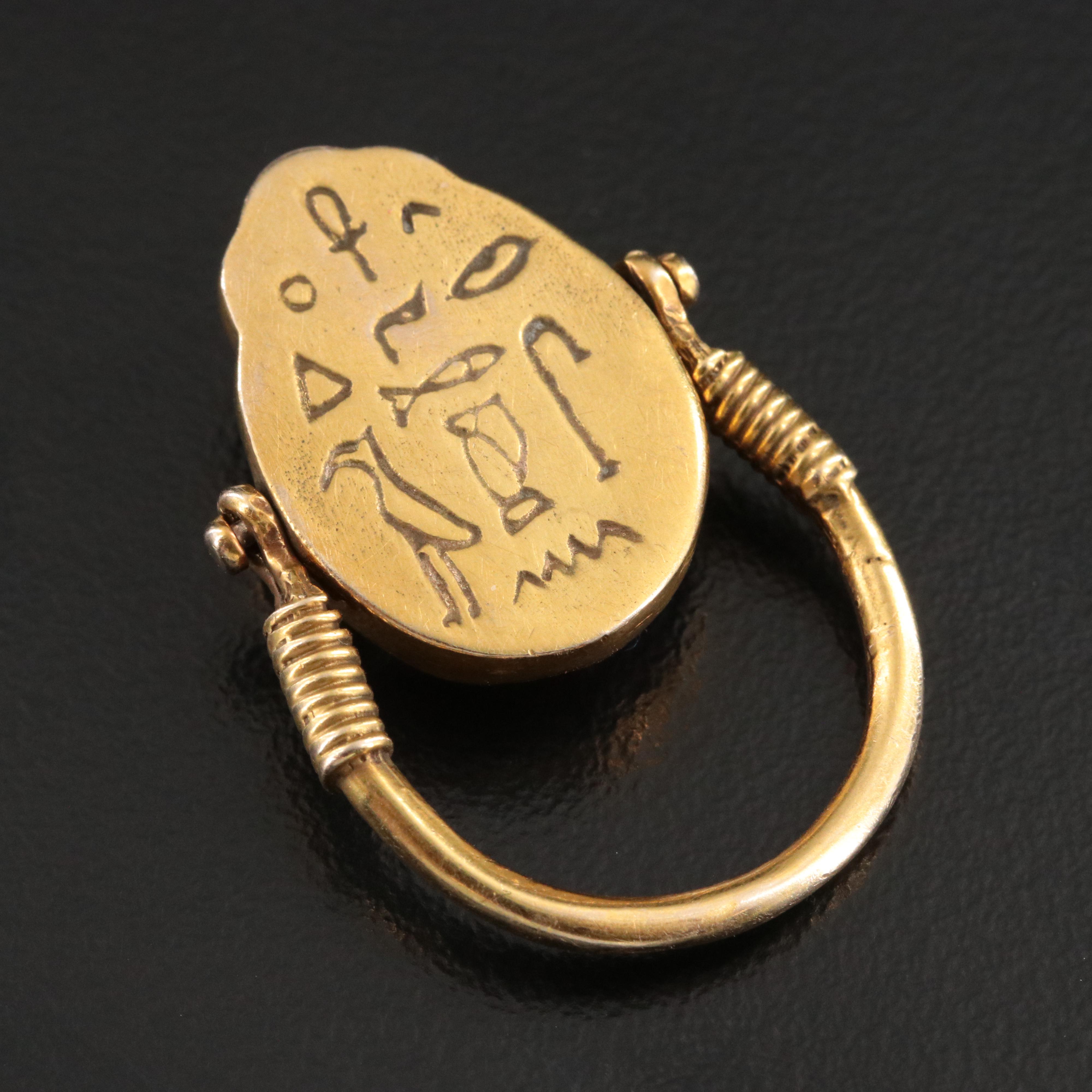 Egyptian Revival 10K Scarab Flip Ring