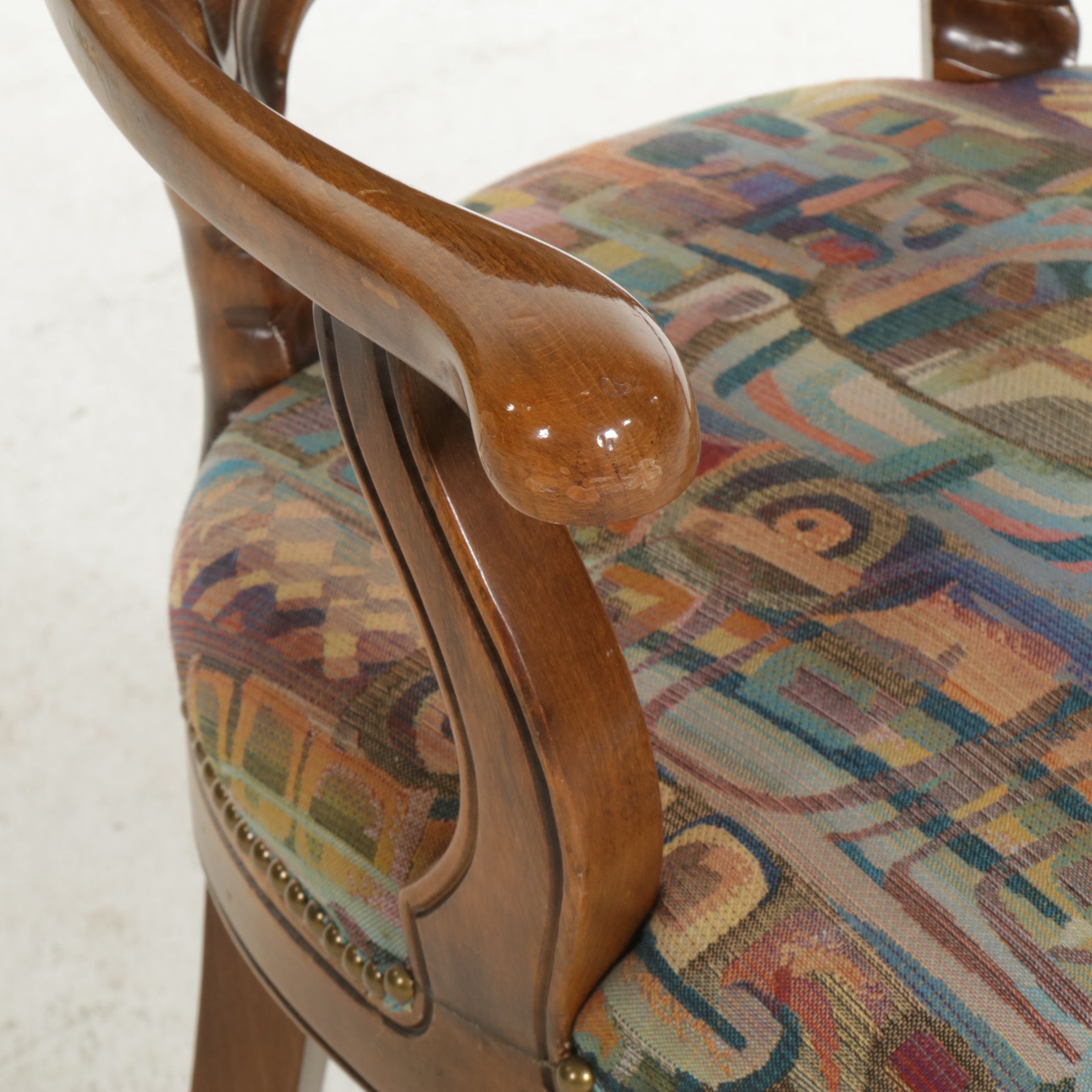 Contemporary Carved Shell-Back Armchair