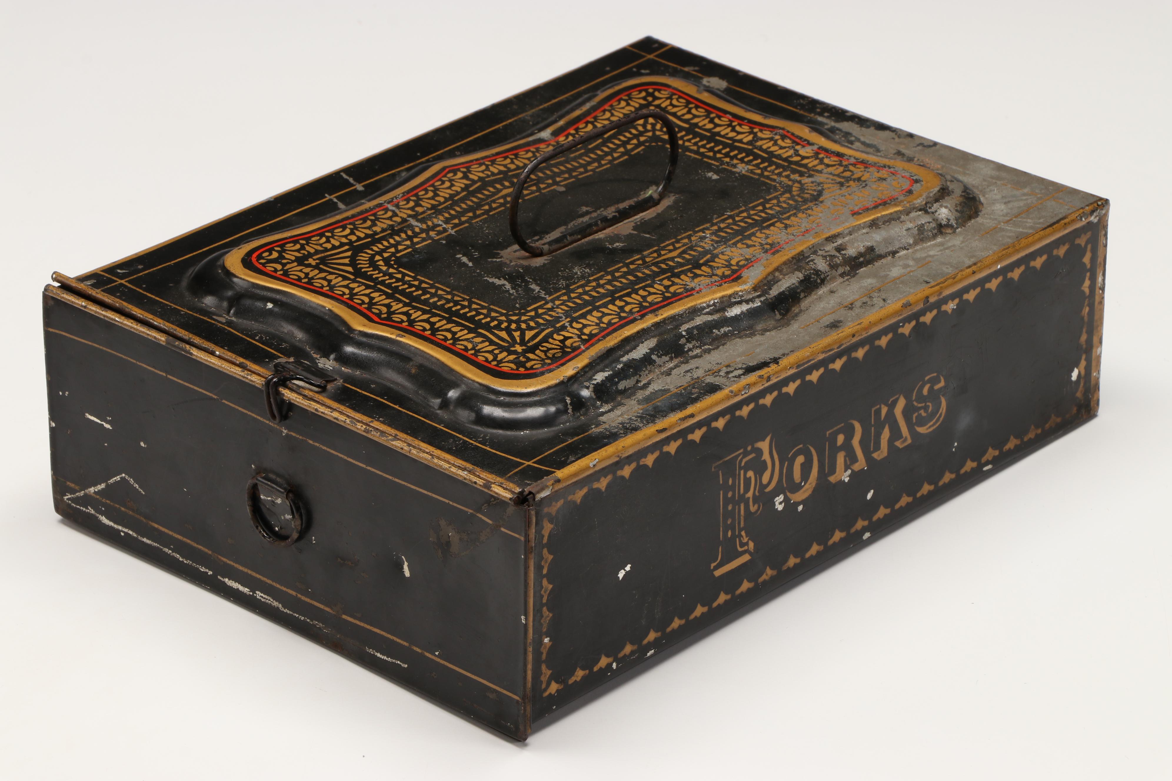 Polychrome Metal Divided Spice Drawer with Circular Metal Tea Box