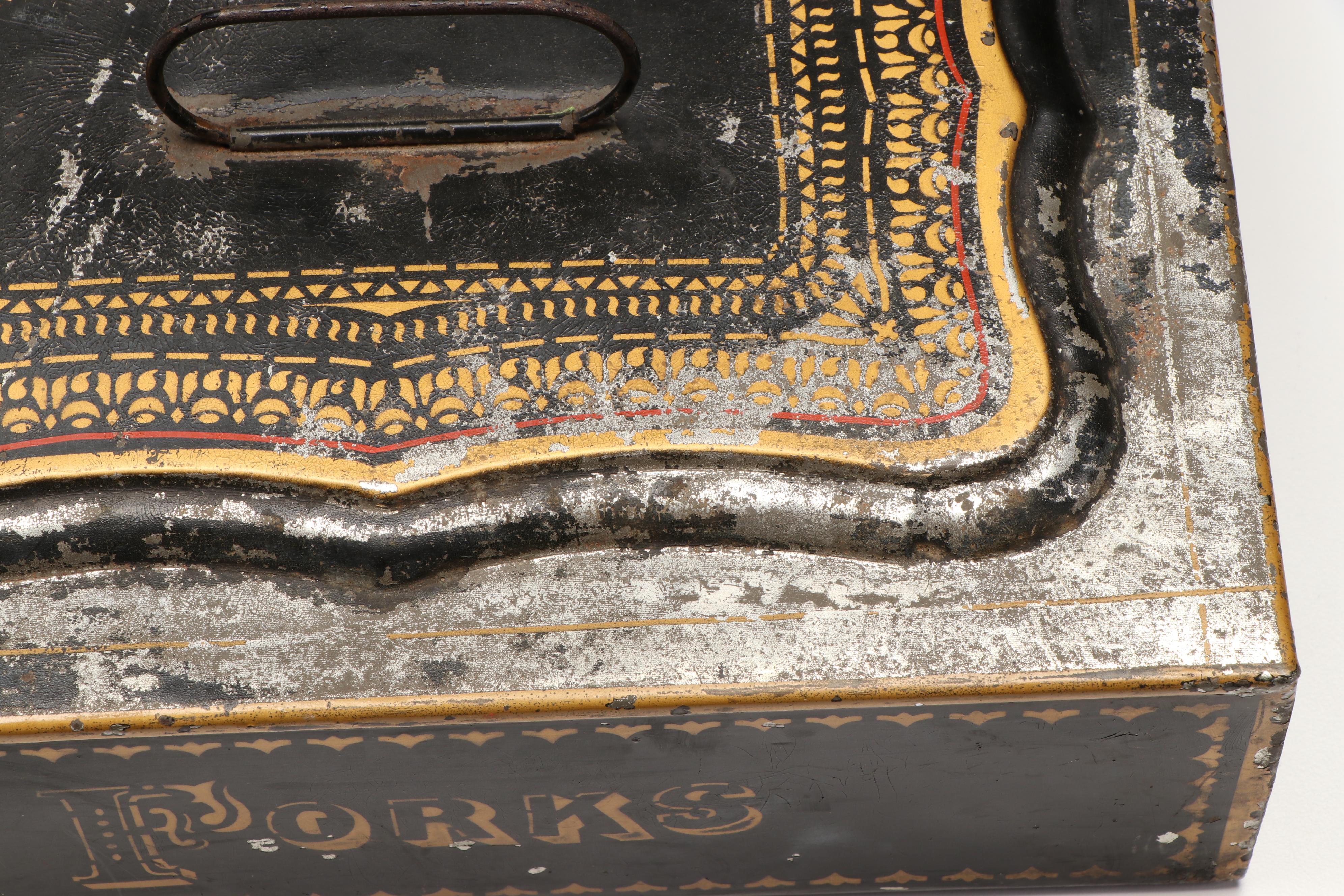 Polychrome Metal Divided Spice Drawer with Circular Metal Tea Box