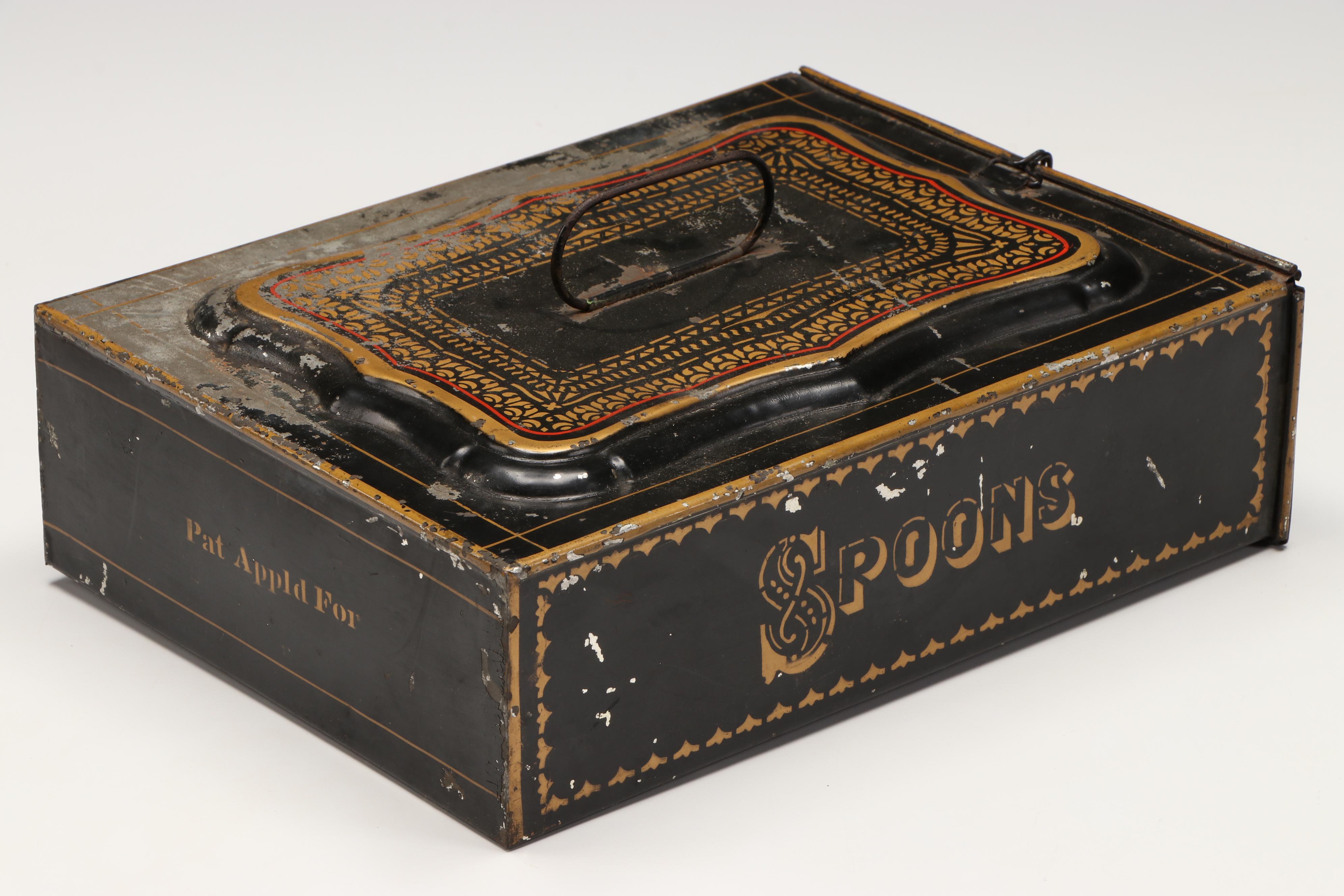 Polychrome Metal Divided Spice Drawer with Circular Metal Tea Box