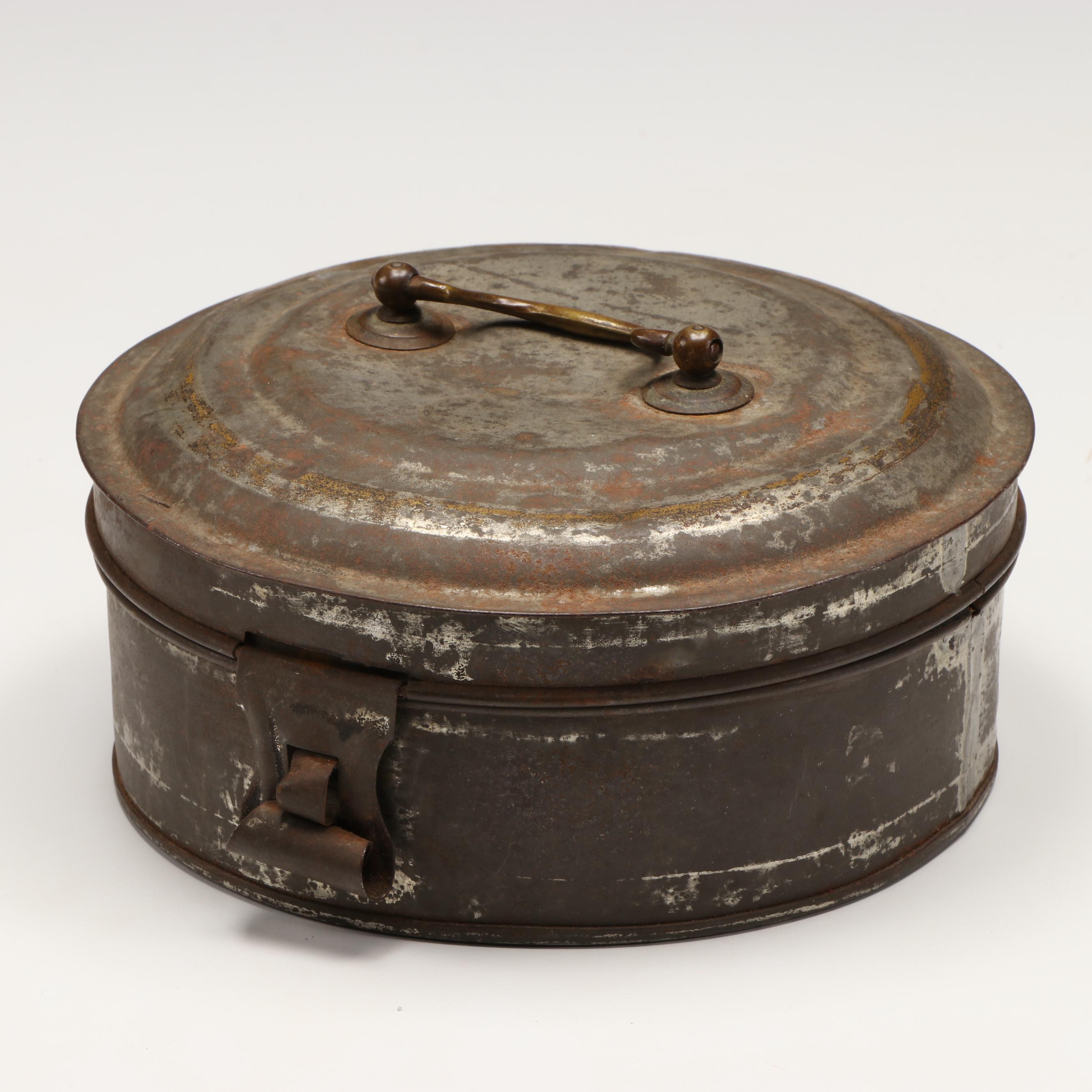 Polychrome Metal Divided Spice Drawer with Circular Metal Tea Box