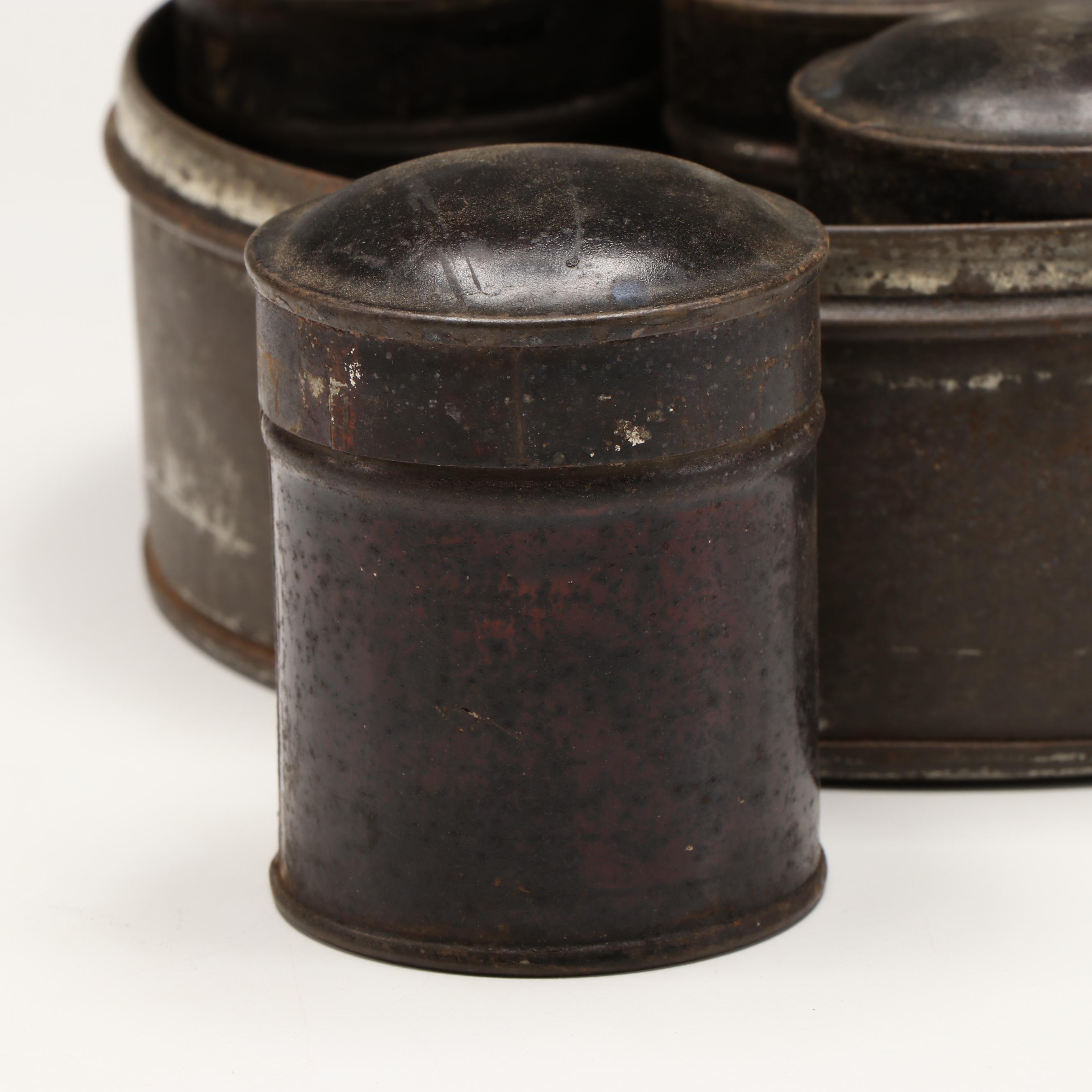 Polychrome Metal Divided Spice Drawer with Circular Metal Tea Box