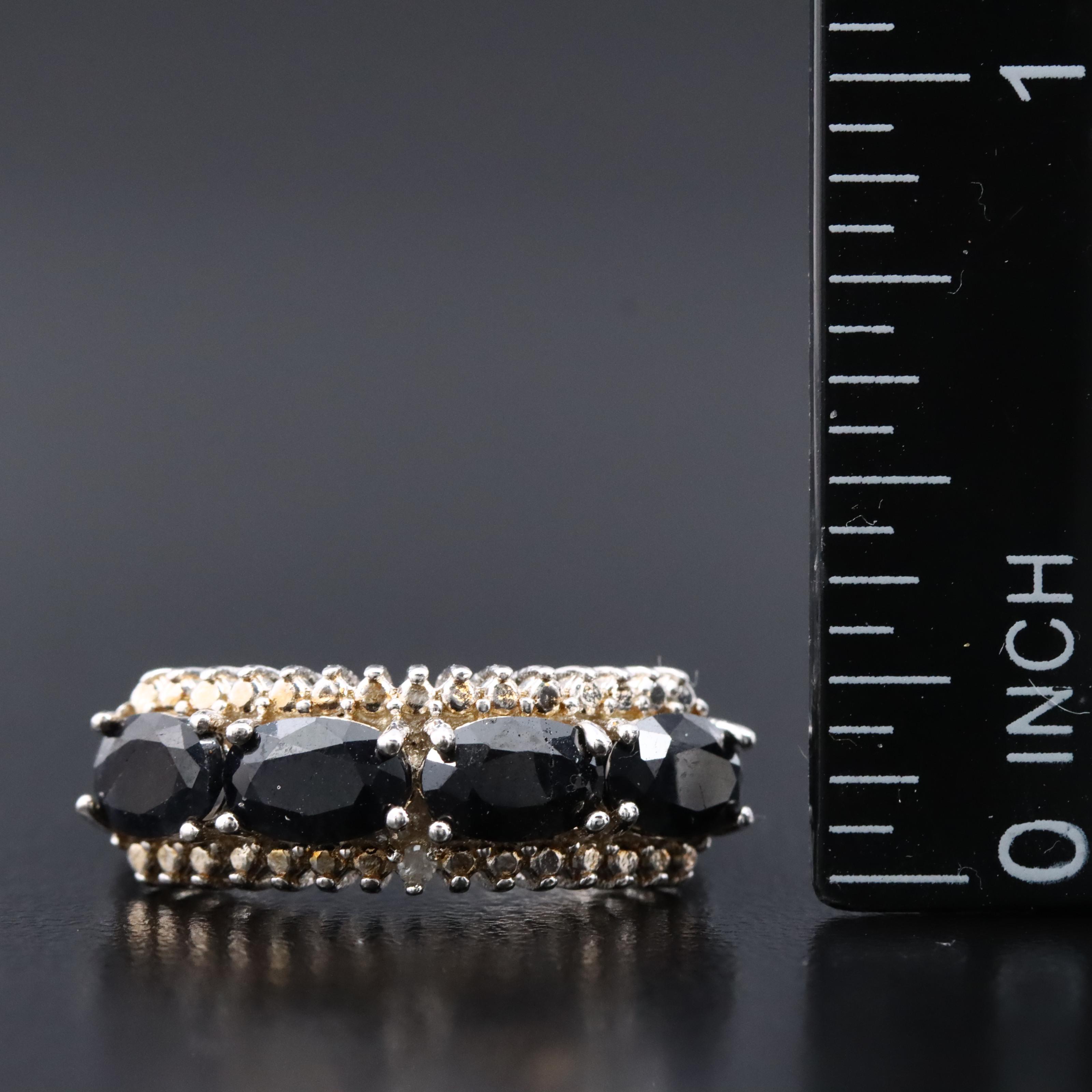 Sterling Sapphire and Diamond Ring