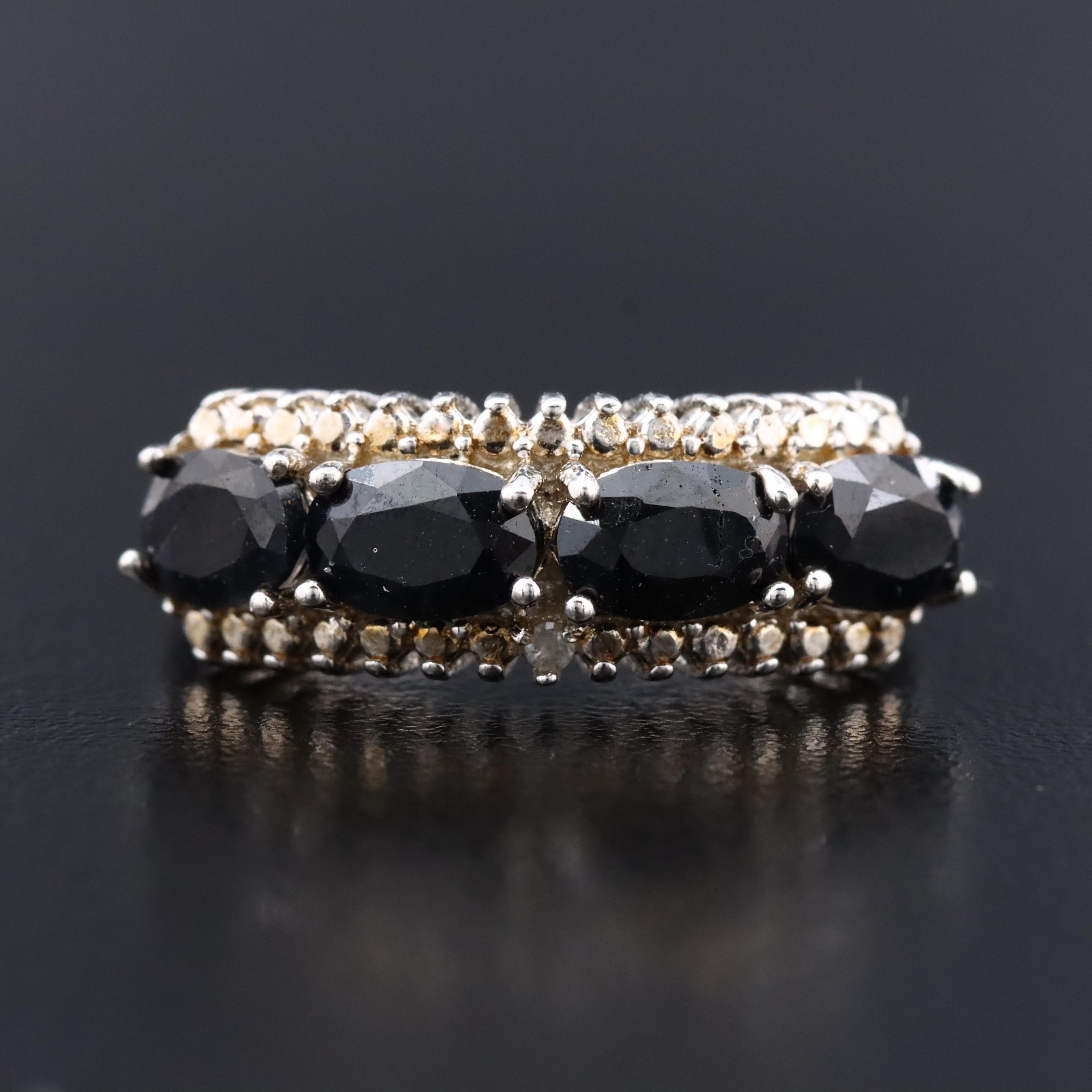 Sterling Sapphire and Diamond Ring