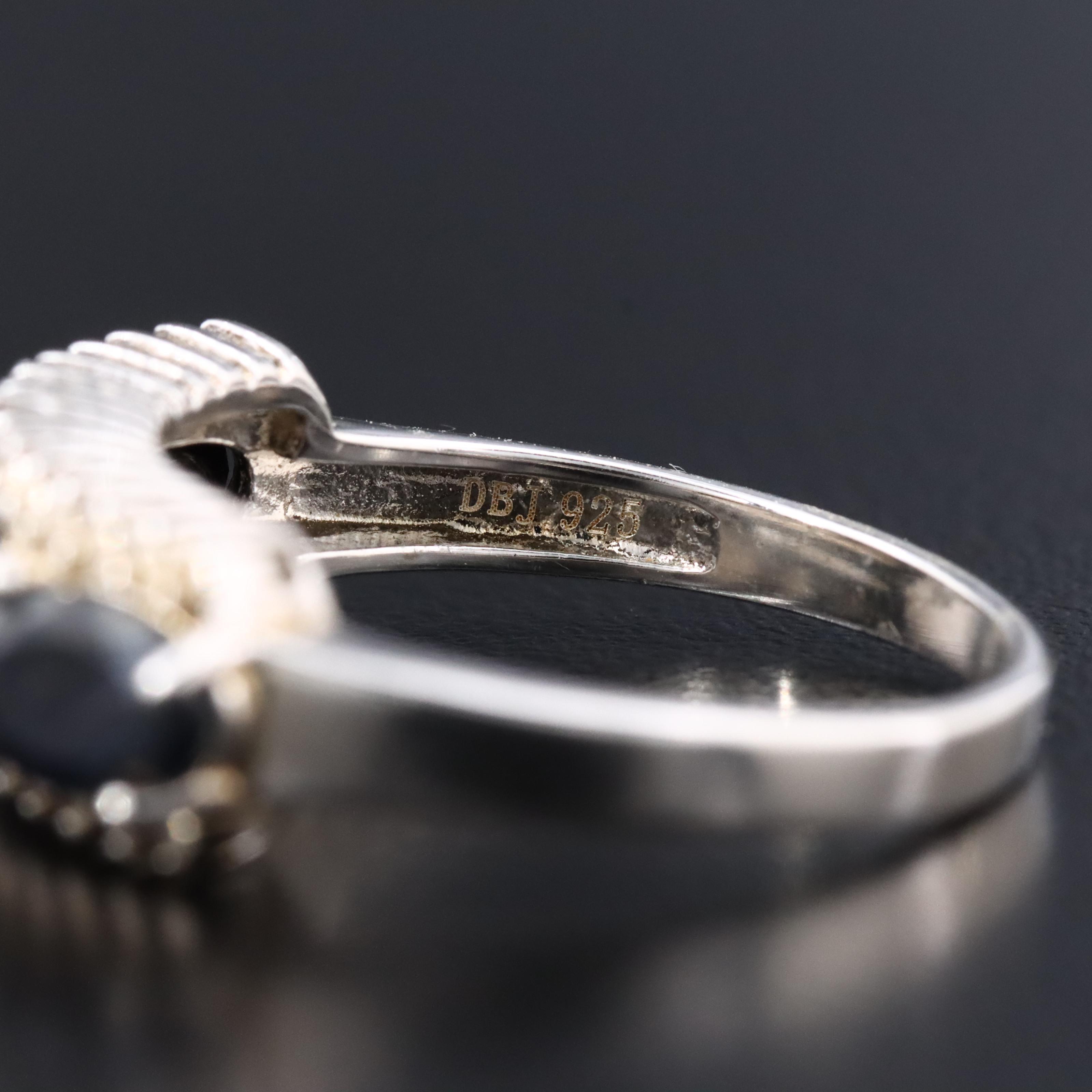 Sterling Sapphire and Diamond Ring