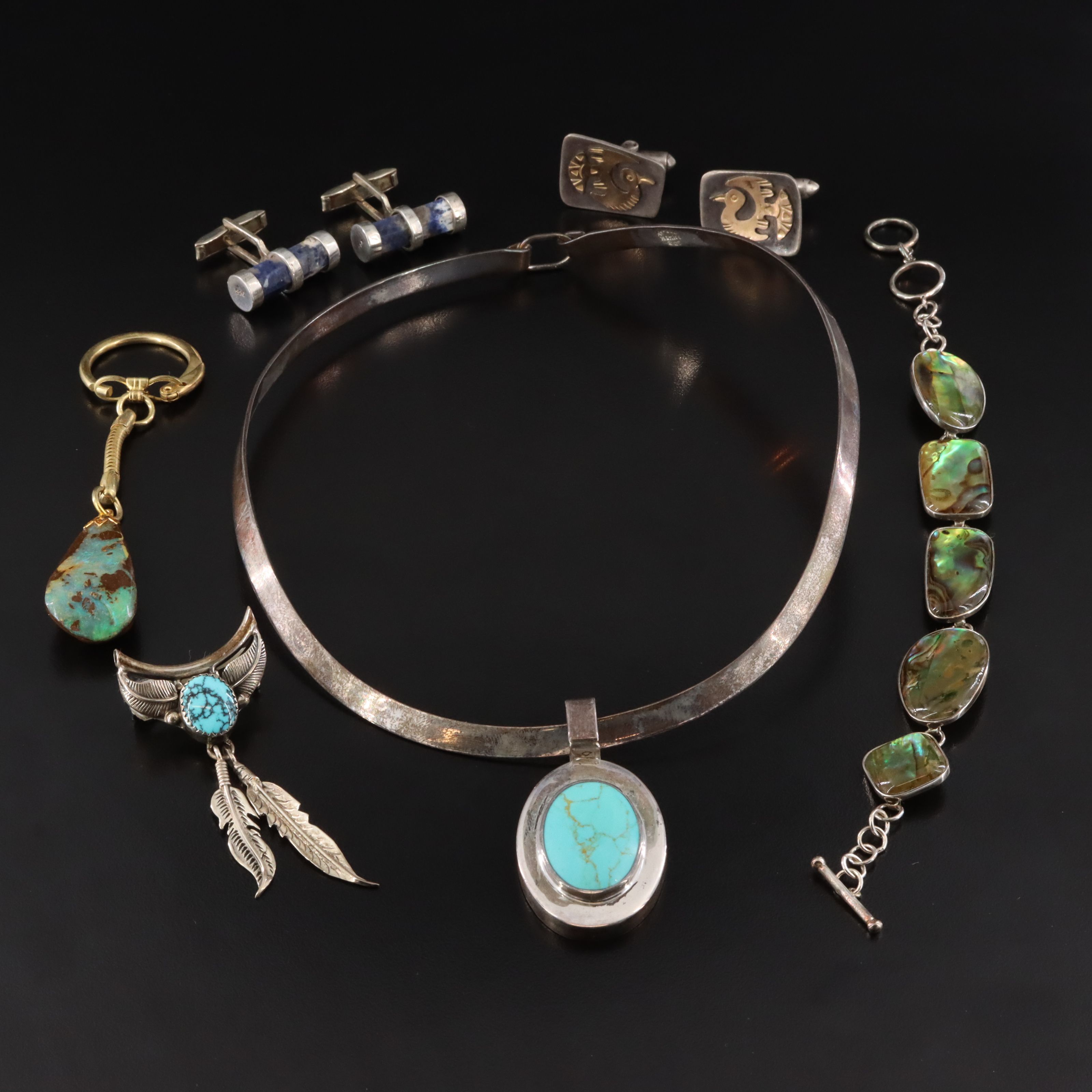 Sterling Jewelry Assortment Including Old Cuzco and Boulder Opal