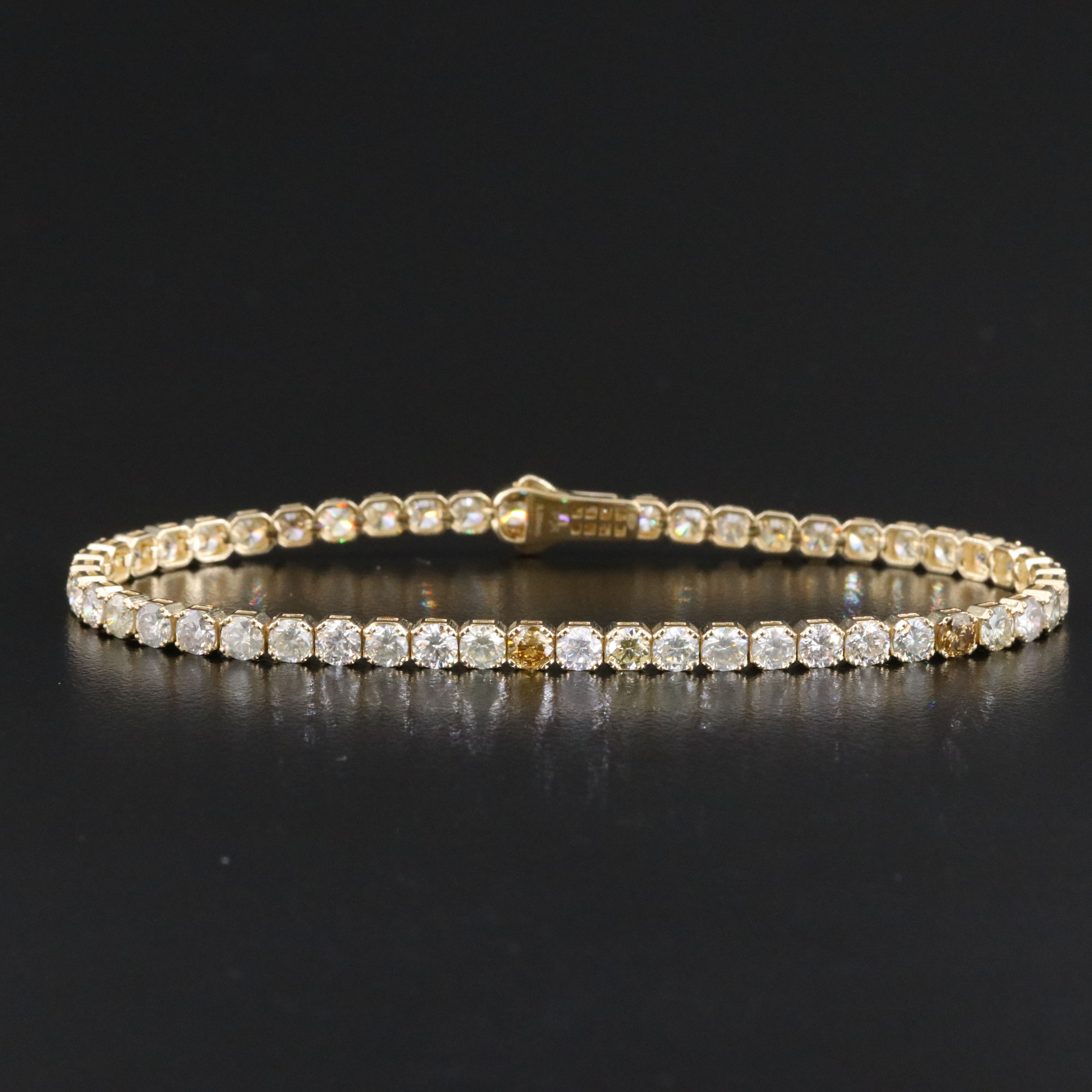 14K 6.90 CTW Fancy Diamond Line Bracelet with IGI Jewelry Report