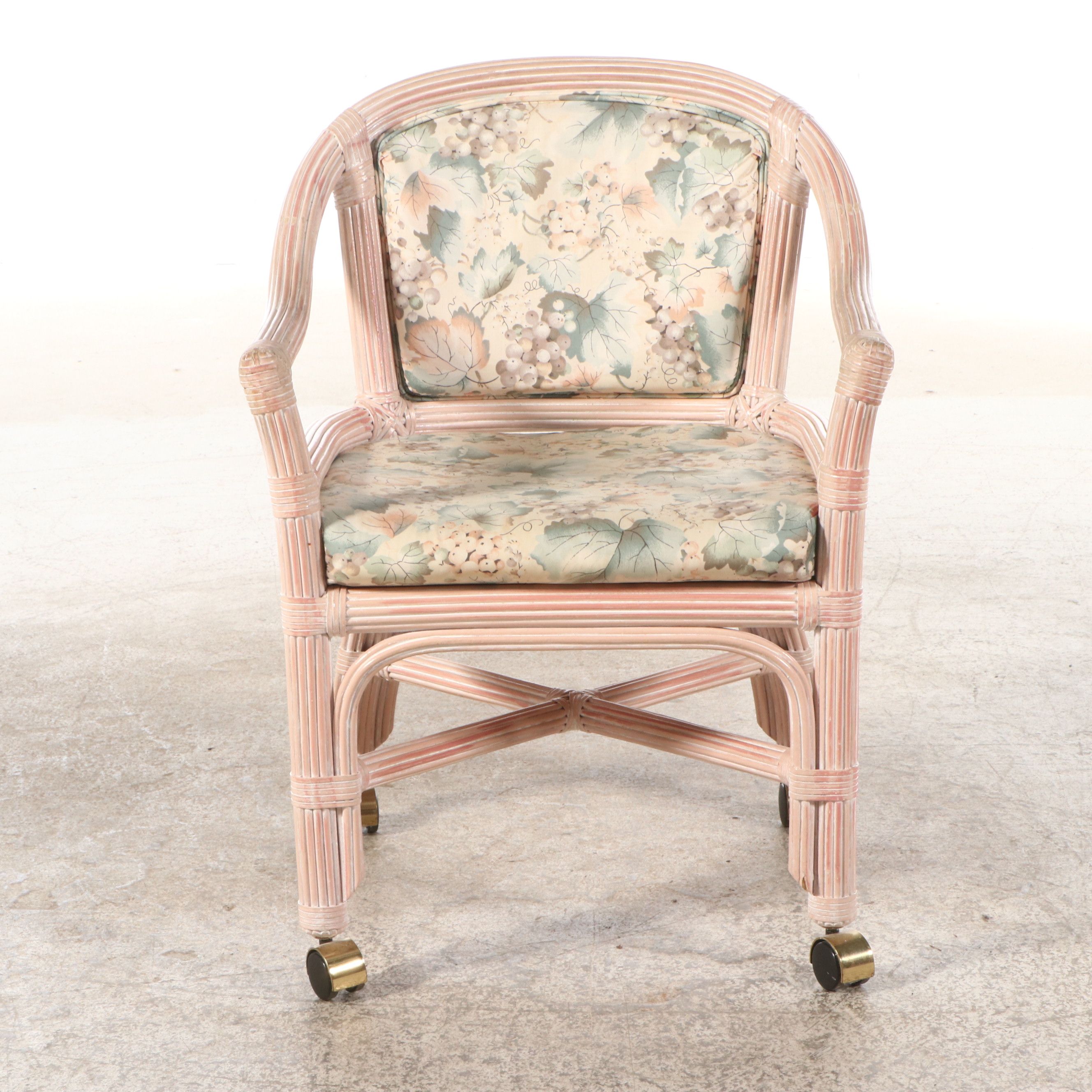 Set of Five Palm Beach Regency Style Faux Reed Dining Chairs