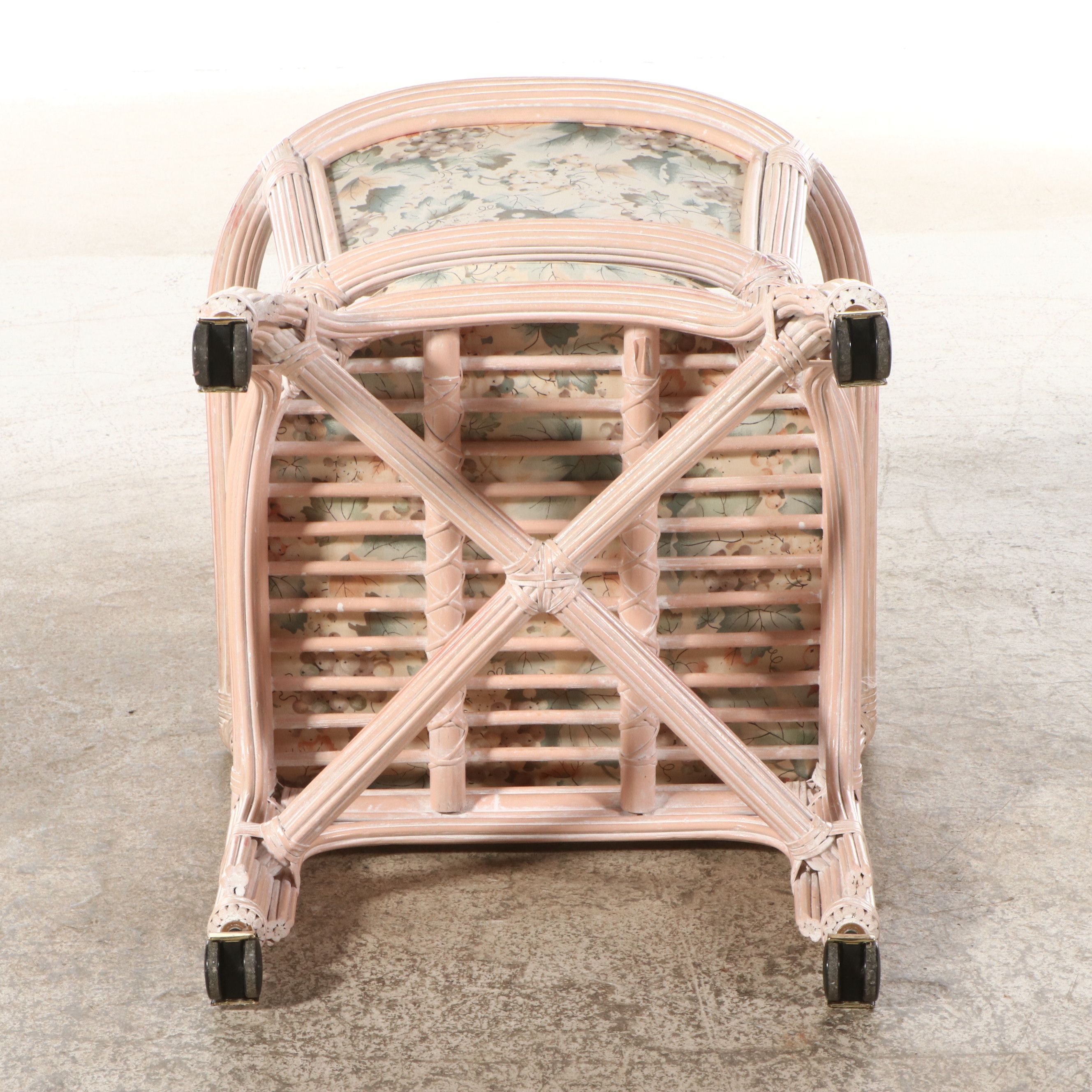 Set of Five Palm Beach Regency Style Faux Reed Dining Chairs