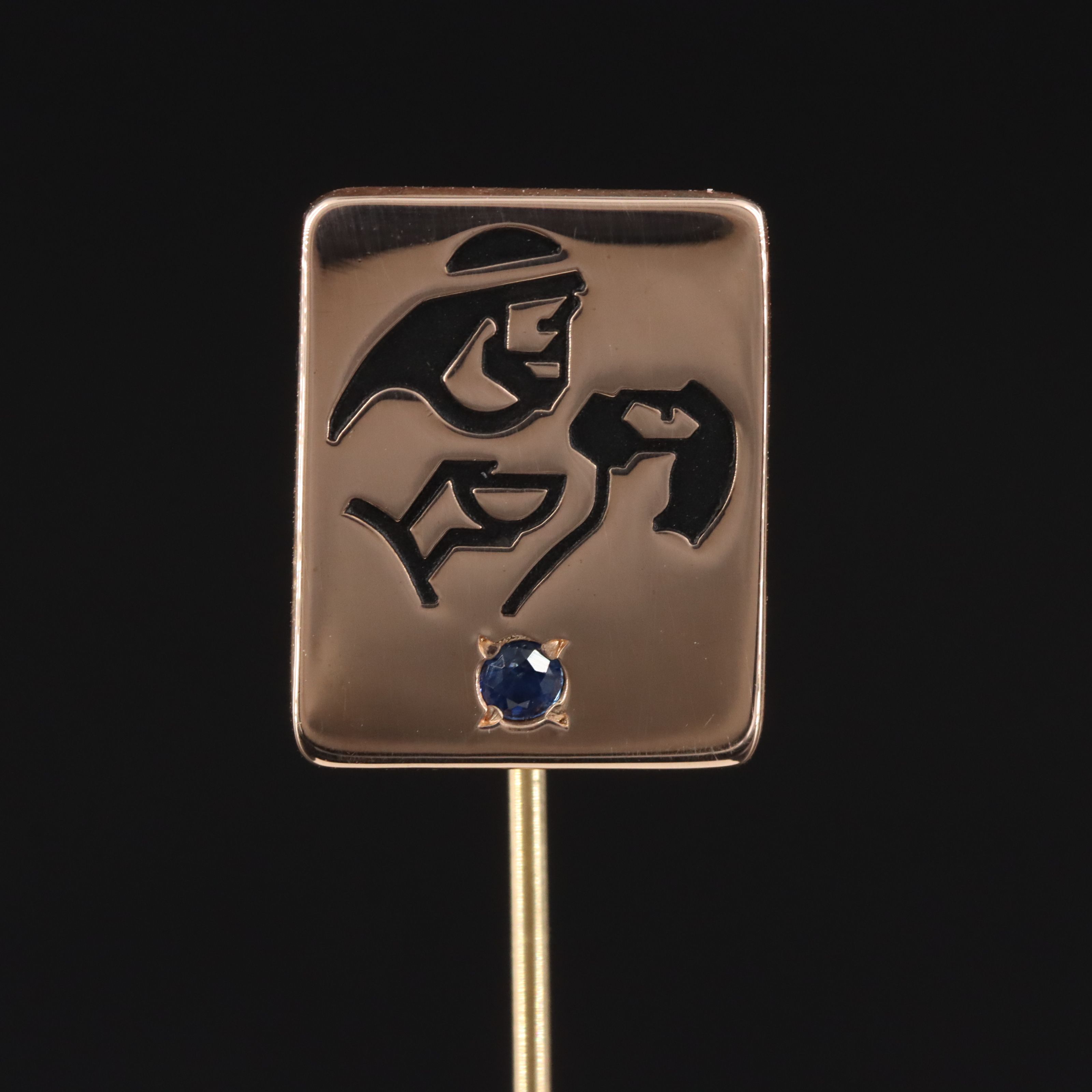 10K and Gold-Filled Stickpin with Sapphire Accent
