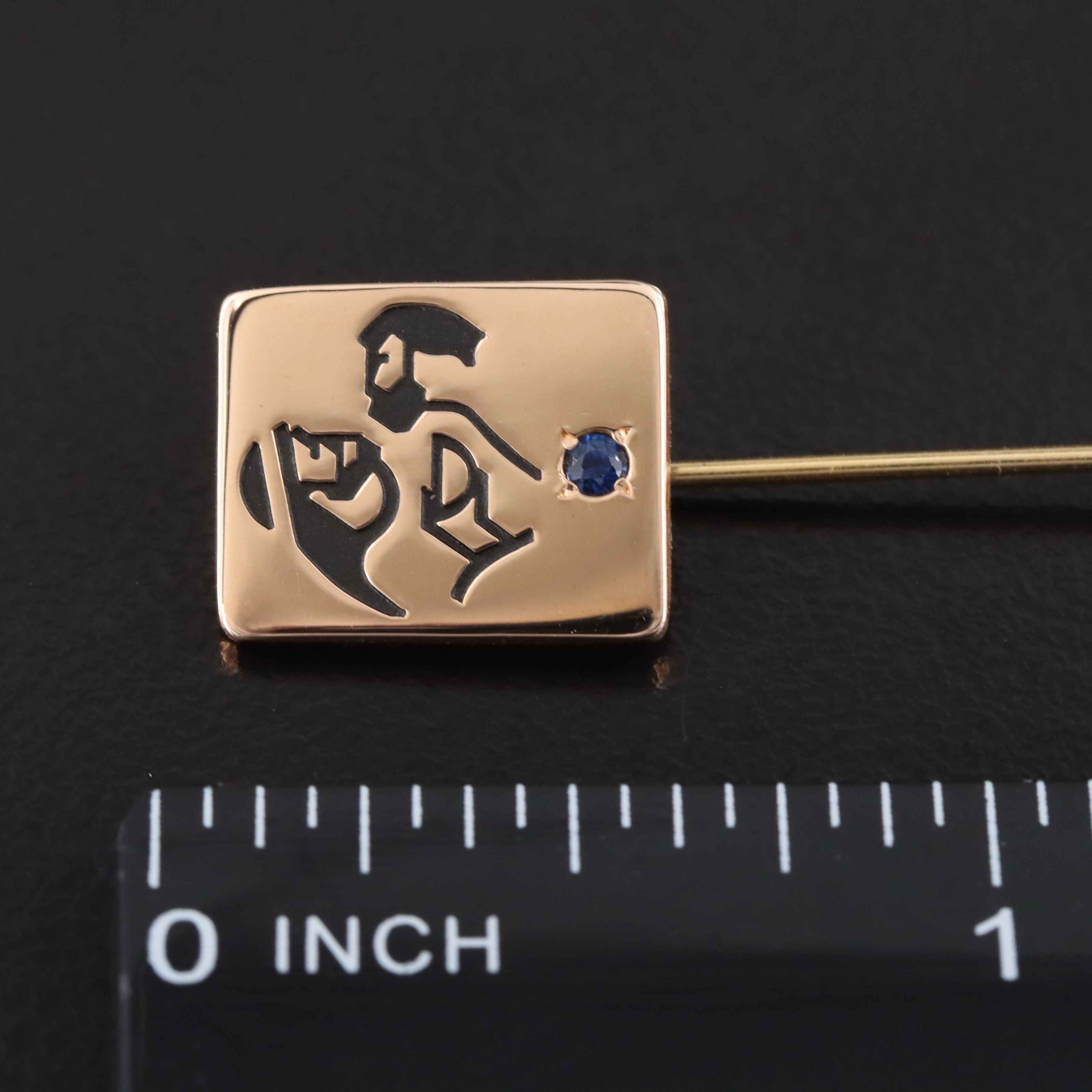 10K and Gold-Filled Stickpin with Sapphire Accent