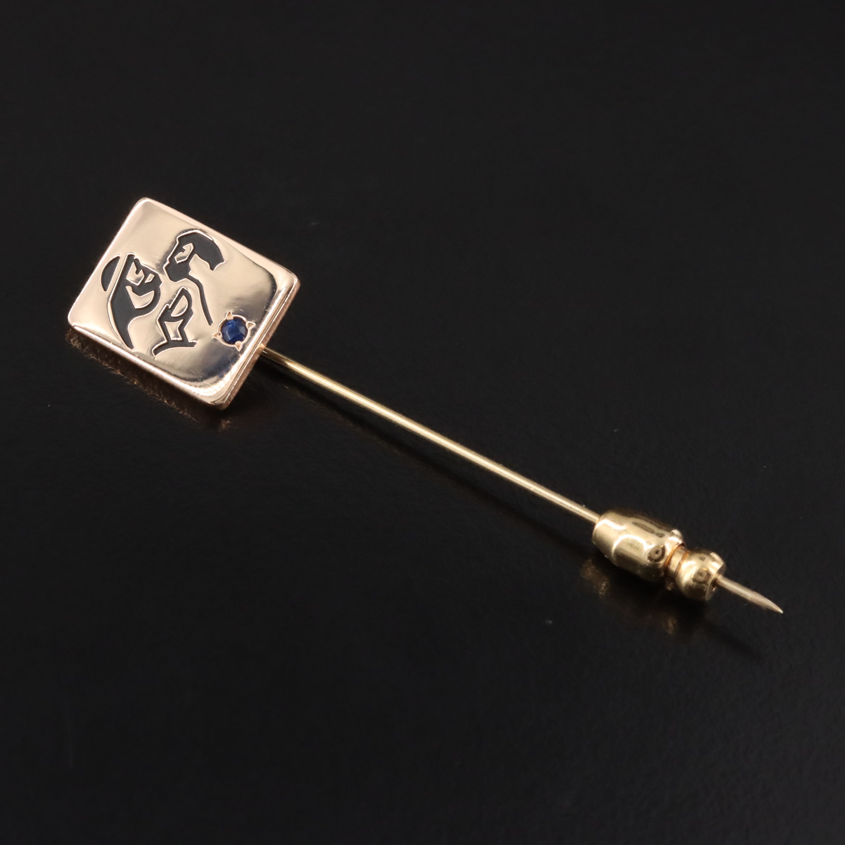 10K and Gold-Filled Stickpin with Sapphire Accent