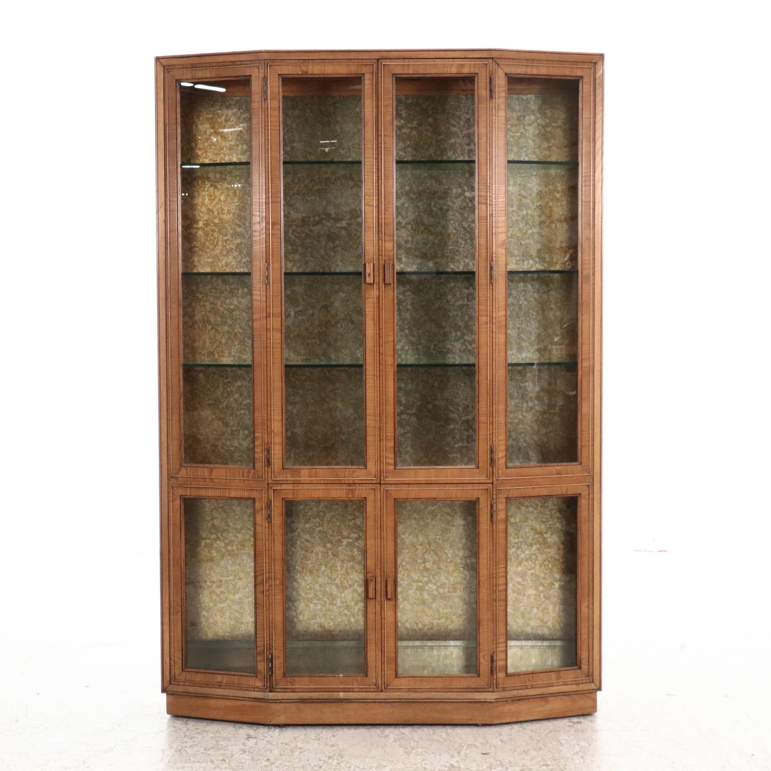 Mediterranean Style Pecan Display Cabinet, Mid-20th Century