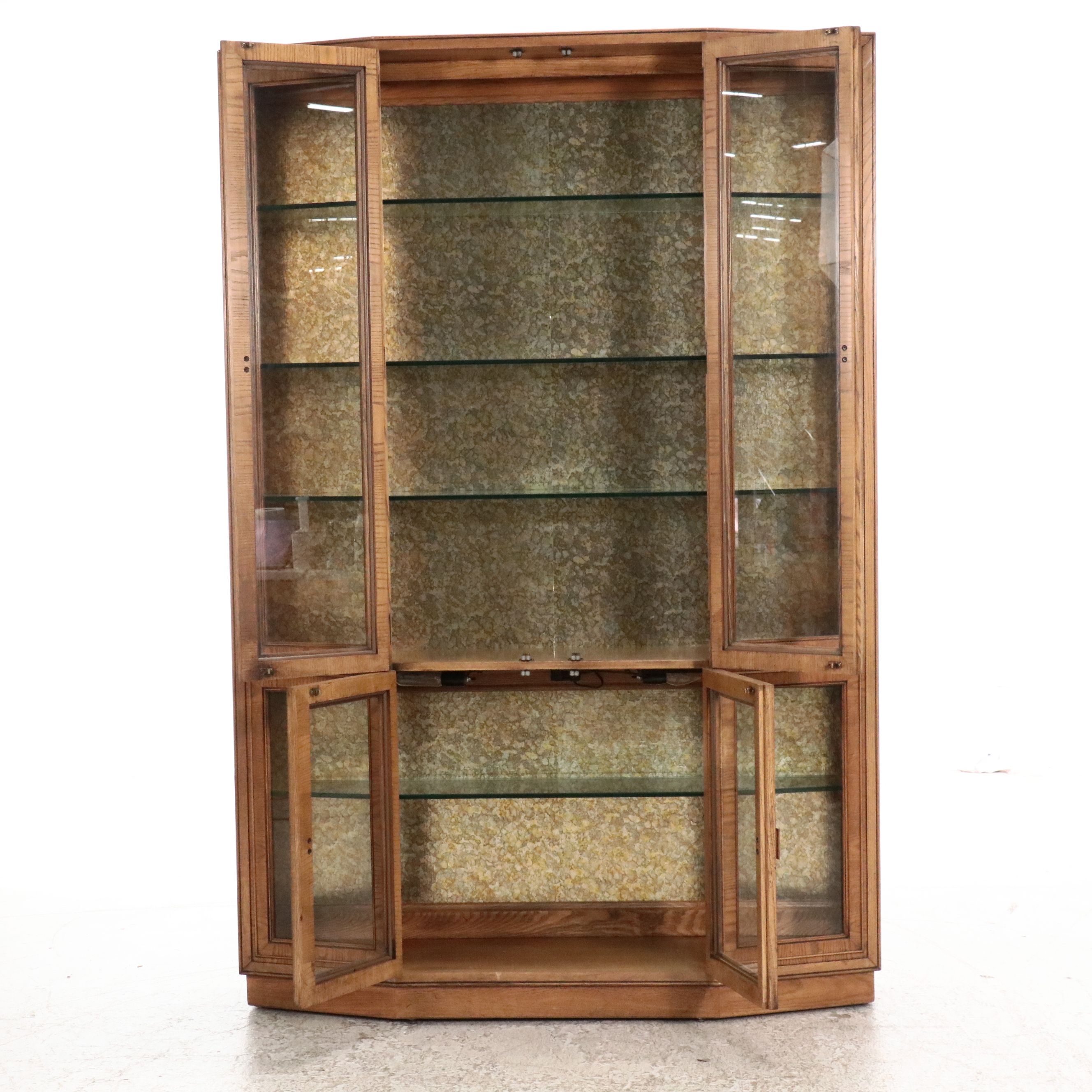 Mediterranean Style Pecan Display Cabinet, Mid-20th Century