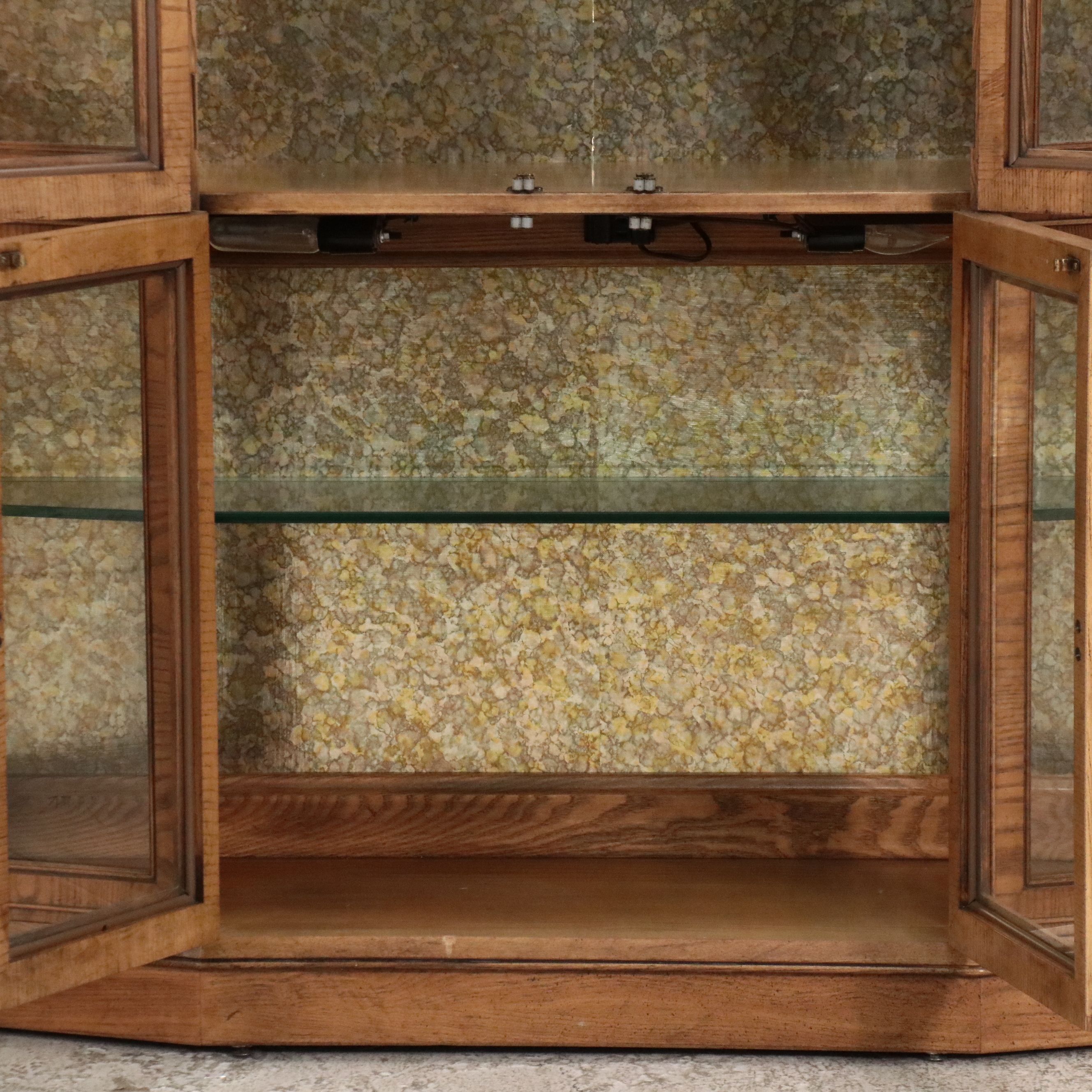 Mediterranean Style Pecan Display Cabinet, Mid-20th Century