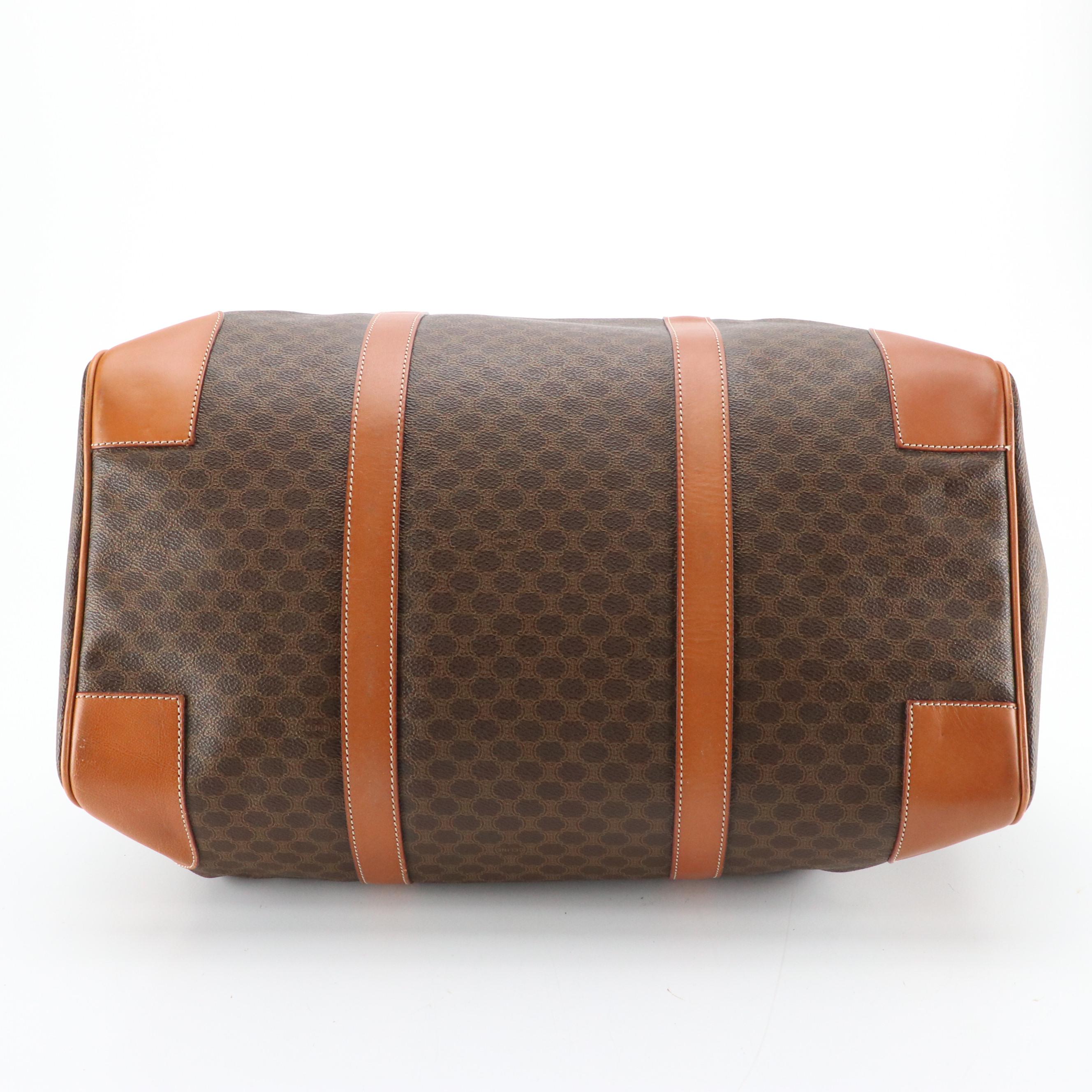 Celine Duffle Bag in Dark Brown Macadam Canvas and Leather Trim