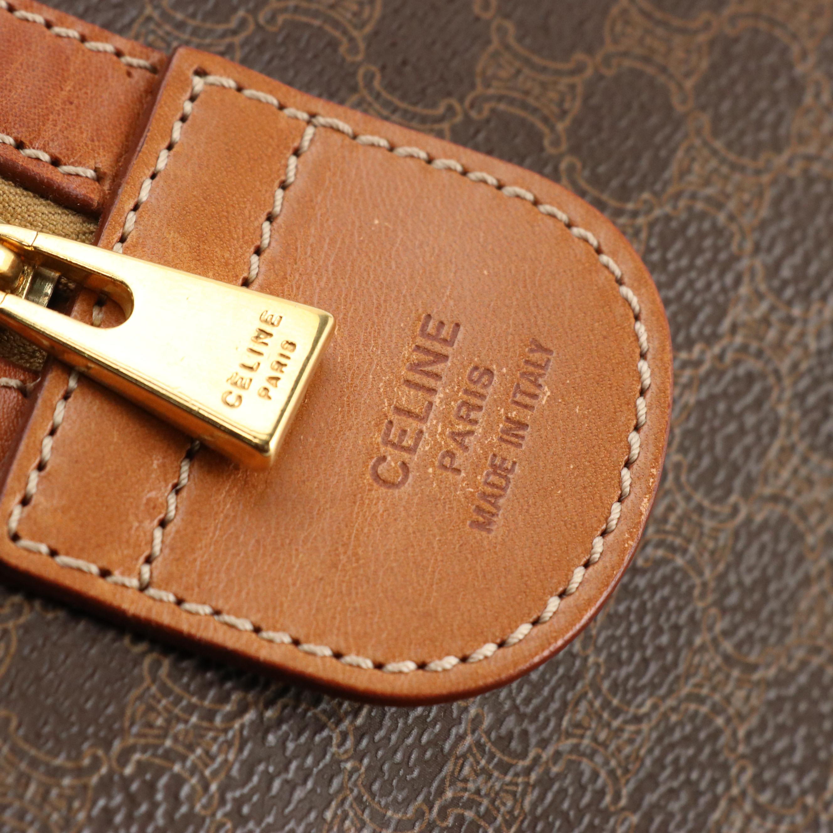 Celine Duffle Bag in Dark Brown Macadam Canvas and Leather Trim