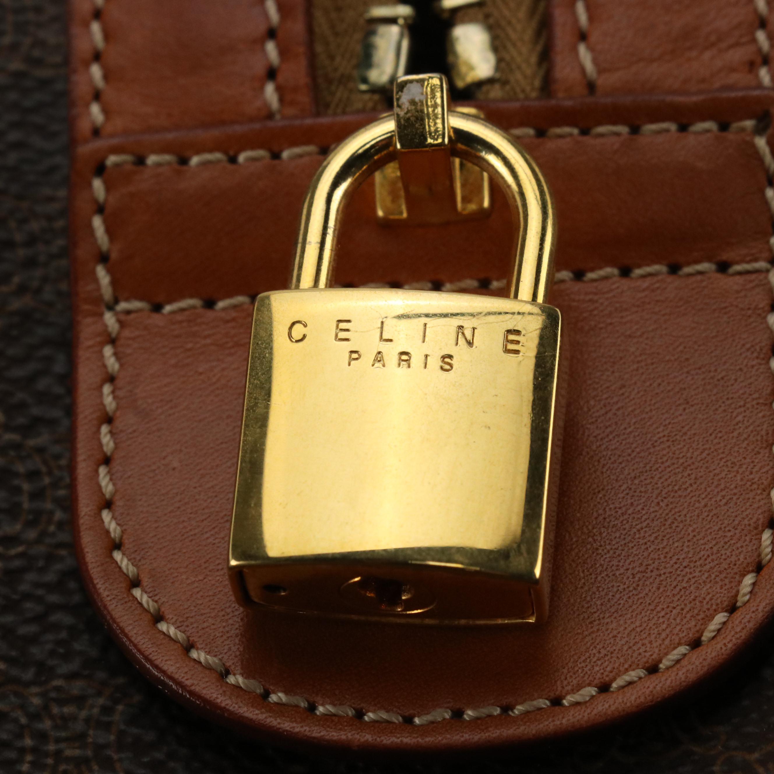 Celine Duffle Bag in Dark Brown Macadam Canvas and Leather Trim