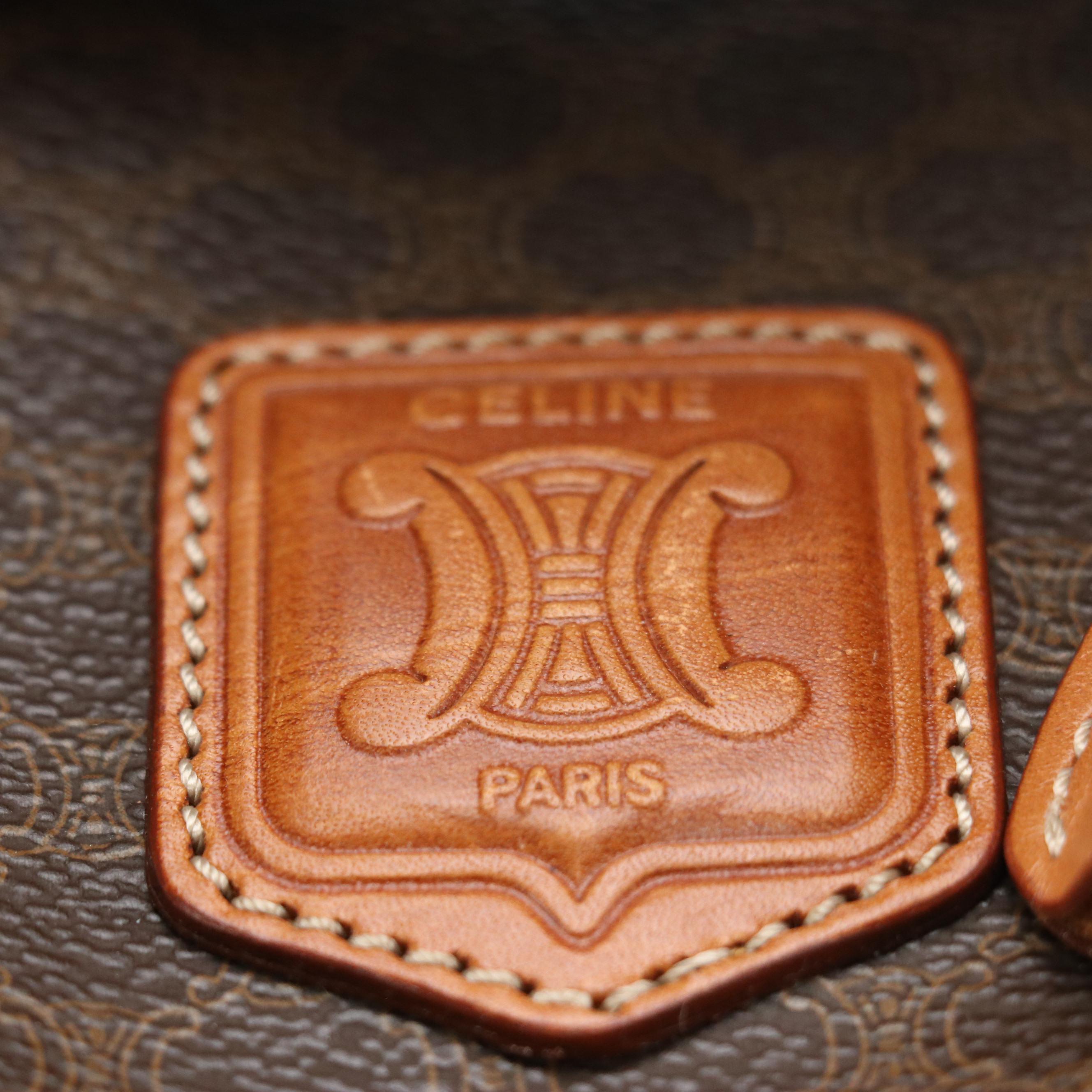 Celine Duffle Bag in Dark Brown Macadam Canvas and Leather Trim