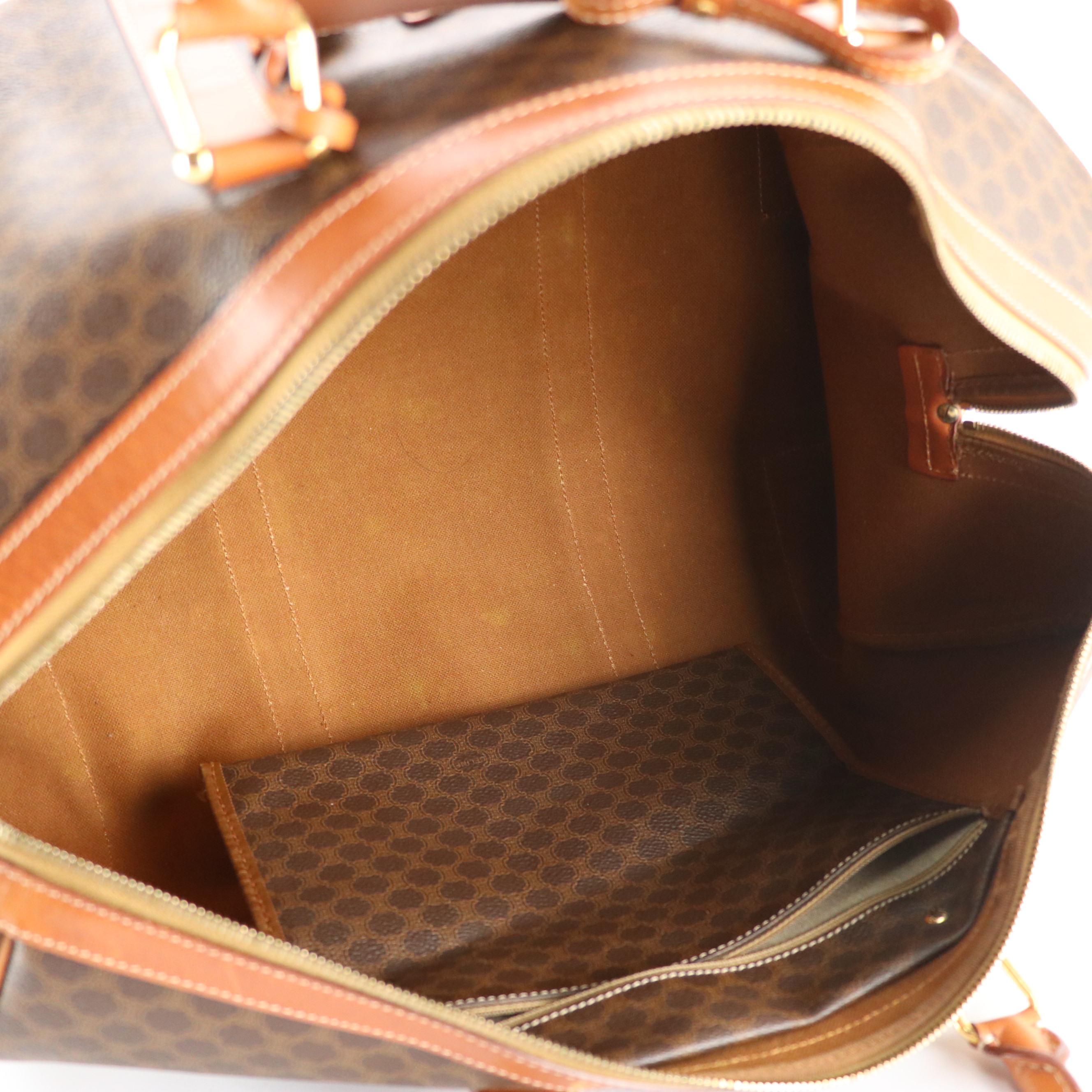 Celine Duffle Bag in Dark Brown Macadam Canvas and Leather Trim