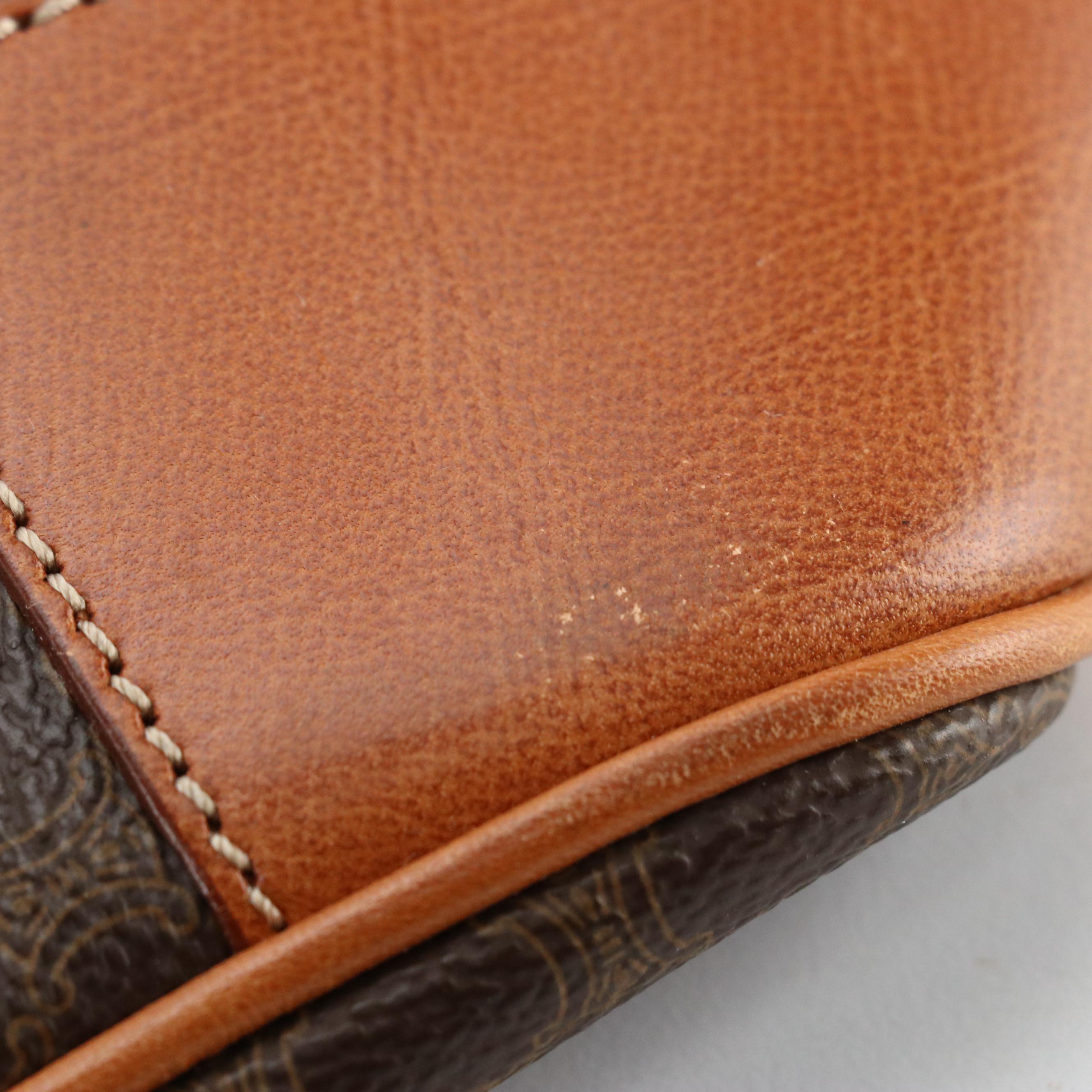 Celine Duffle Bag in Dark Brown Macadam Canvas and Leather Trim