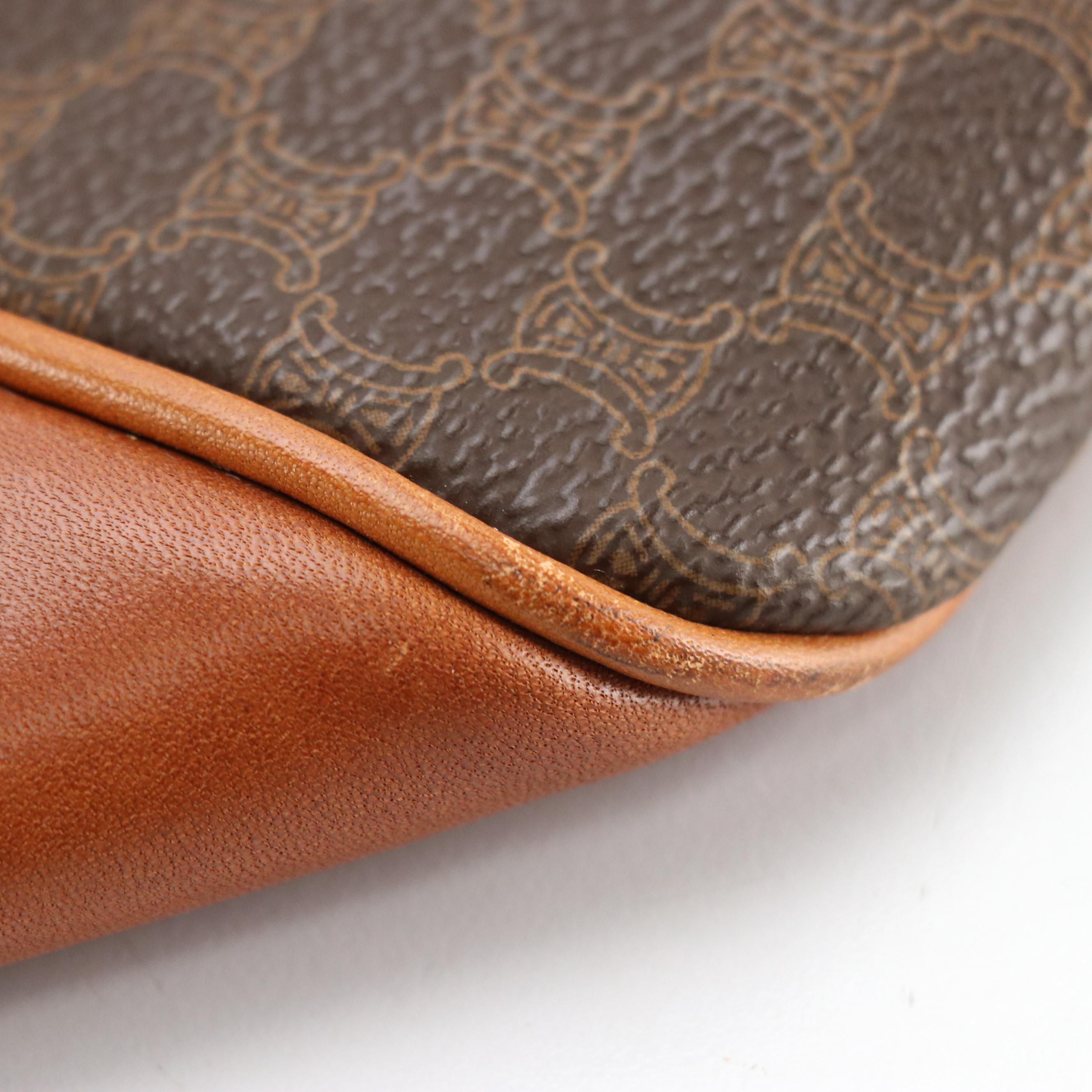 Celine Duffle Bag in Dark Brown Macadam Canvas and Leather Trim