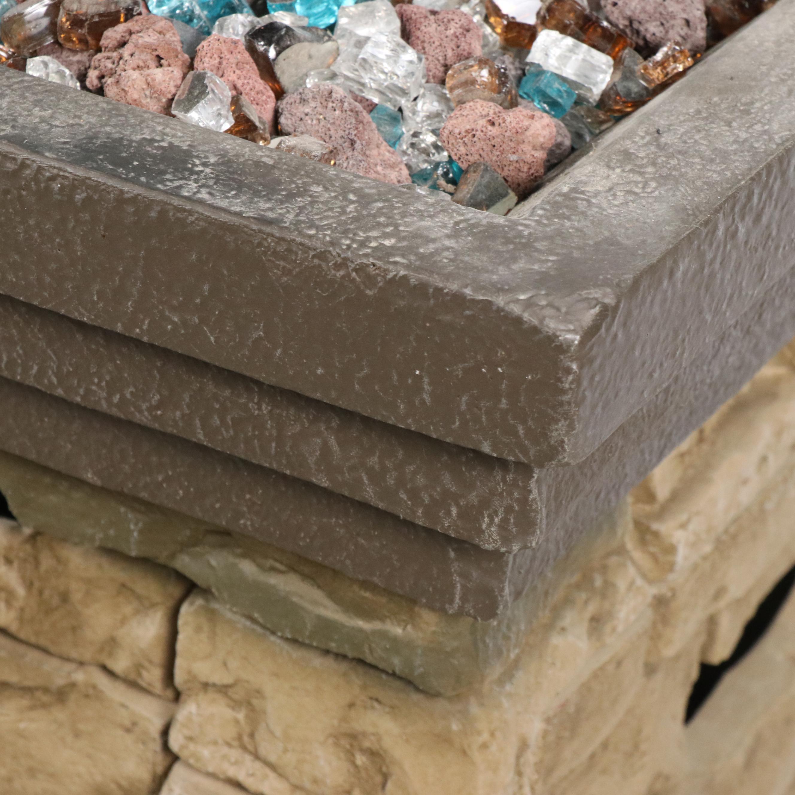Contemporary Faux Stacked Stone Outdoor Gas Fire Pillar