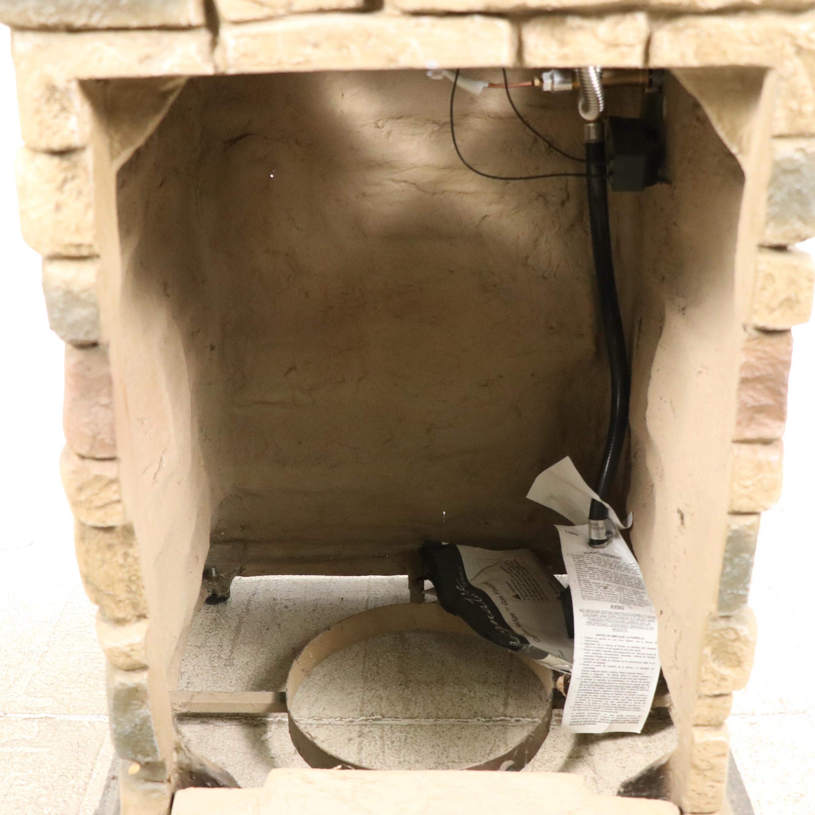 Contemporary Faux Stacked Stone Outdoor Gas Fire Pillar