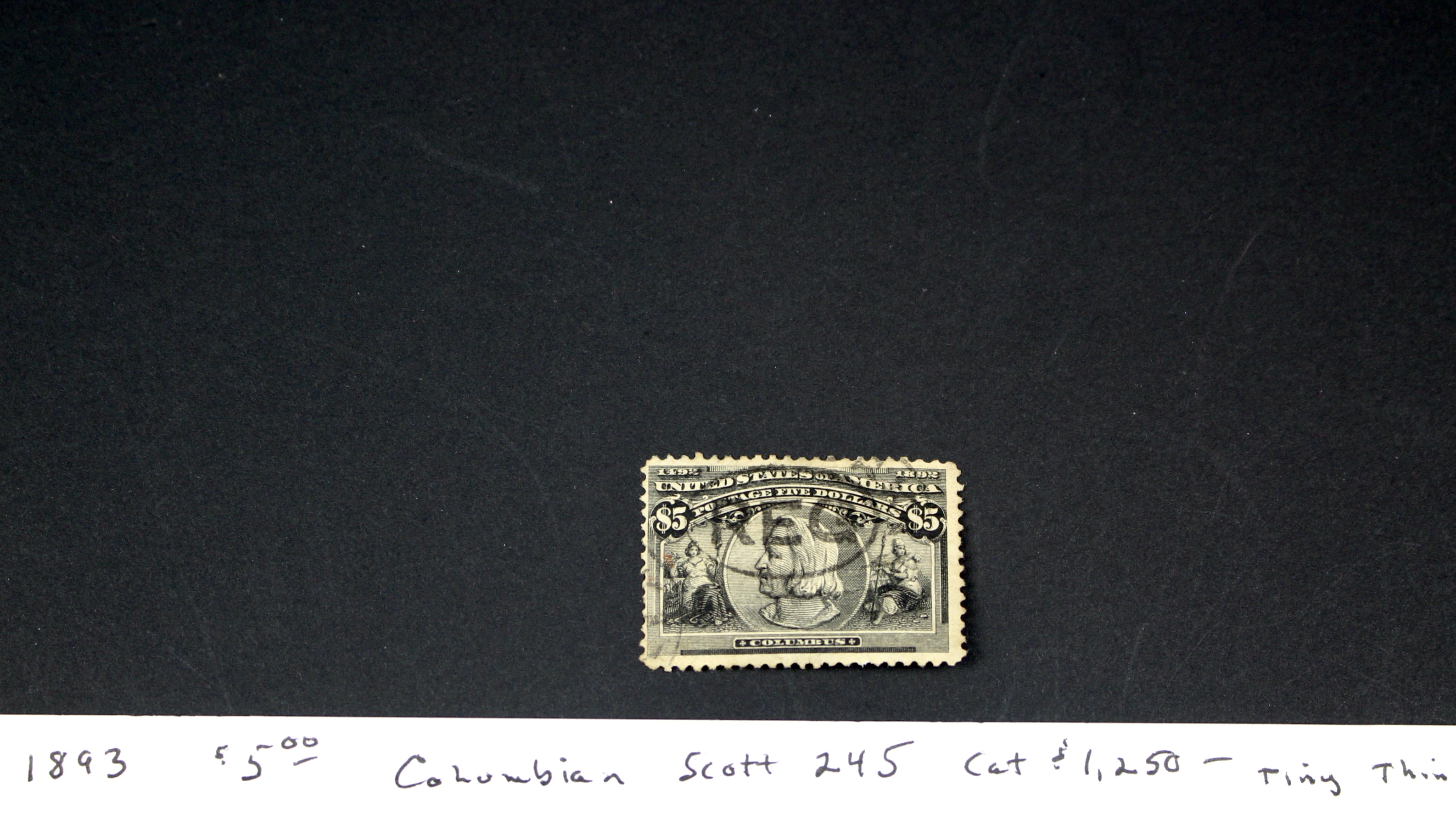 1893 $5 Columbian Exposition U.S. Postage Stamp, Scott 245